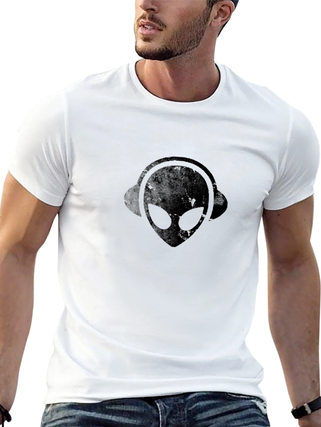 Black Alien Headphone Graphic Tee view 13