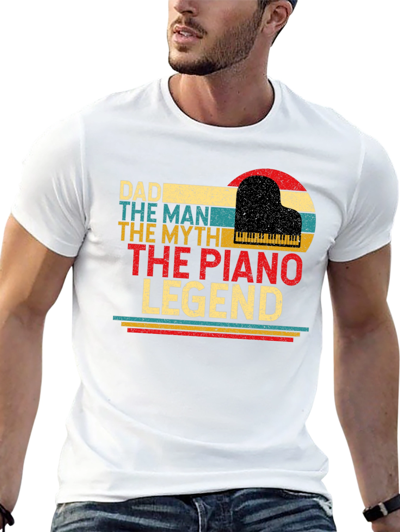 Black Dad Piano Legend T-Shirt - The Man, The Myth view 13
