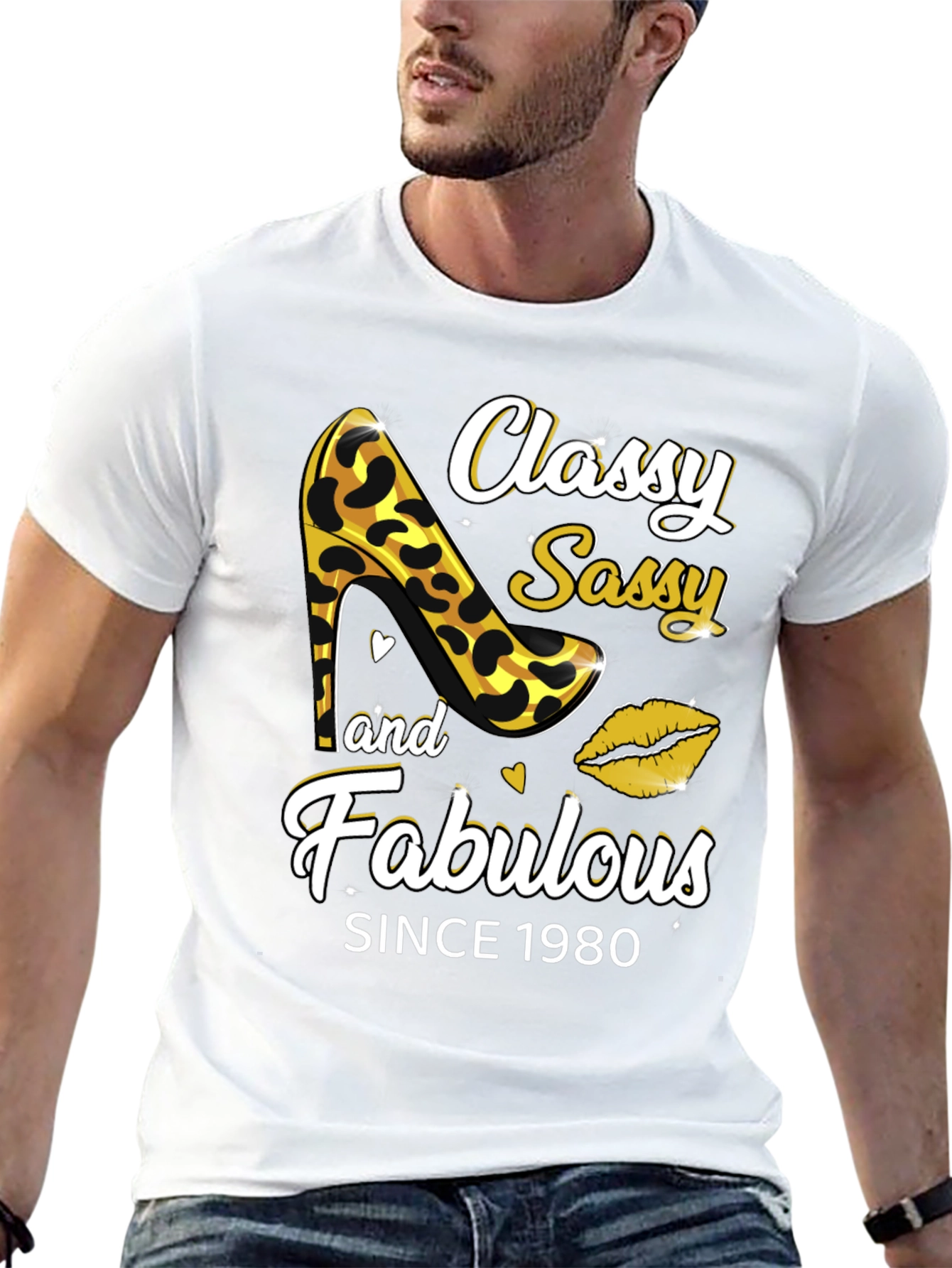 Black Classy Sassy Fabulous Since 1980 Graphic Tee view 13