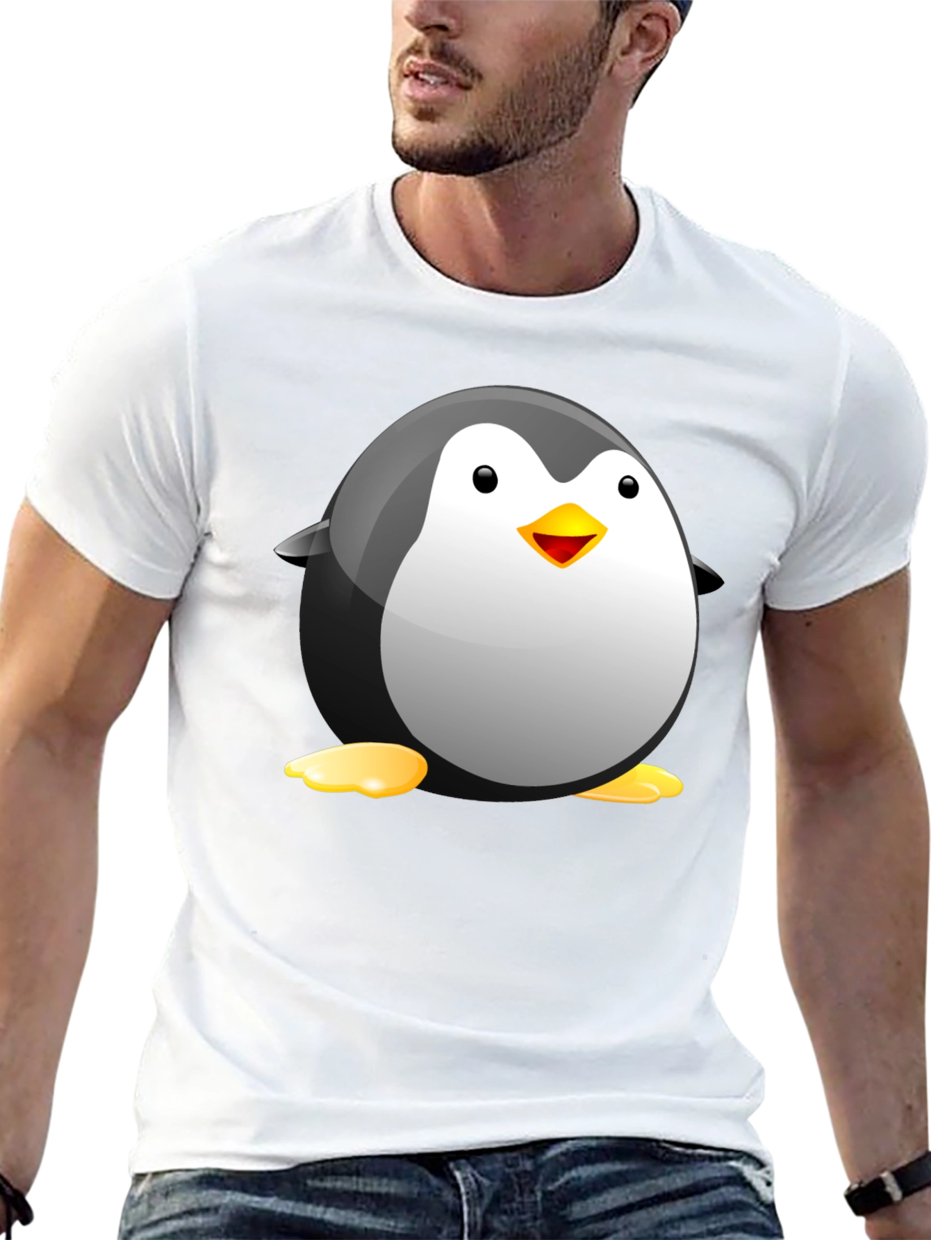Black Cartoon Penguin Graphic Tee - Soft Cotton Blend view 13