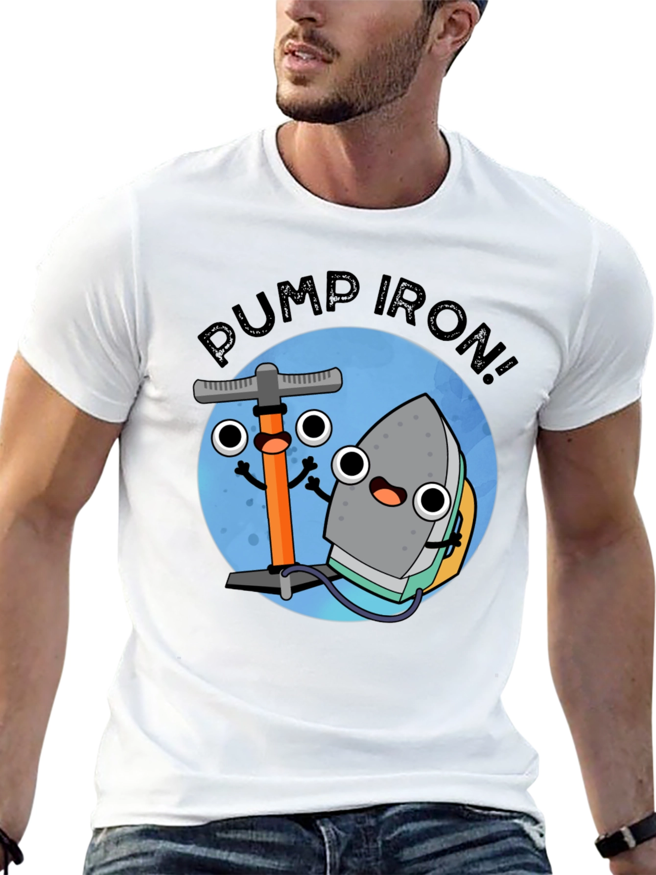 Black Pump Iron Cartoon Graphic Tee - Black view 13