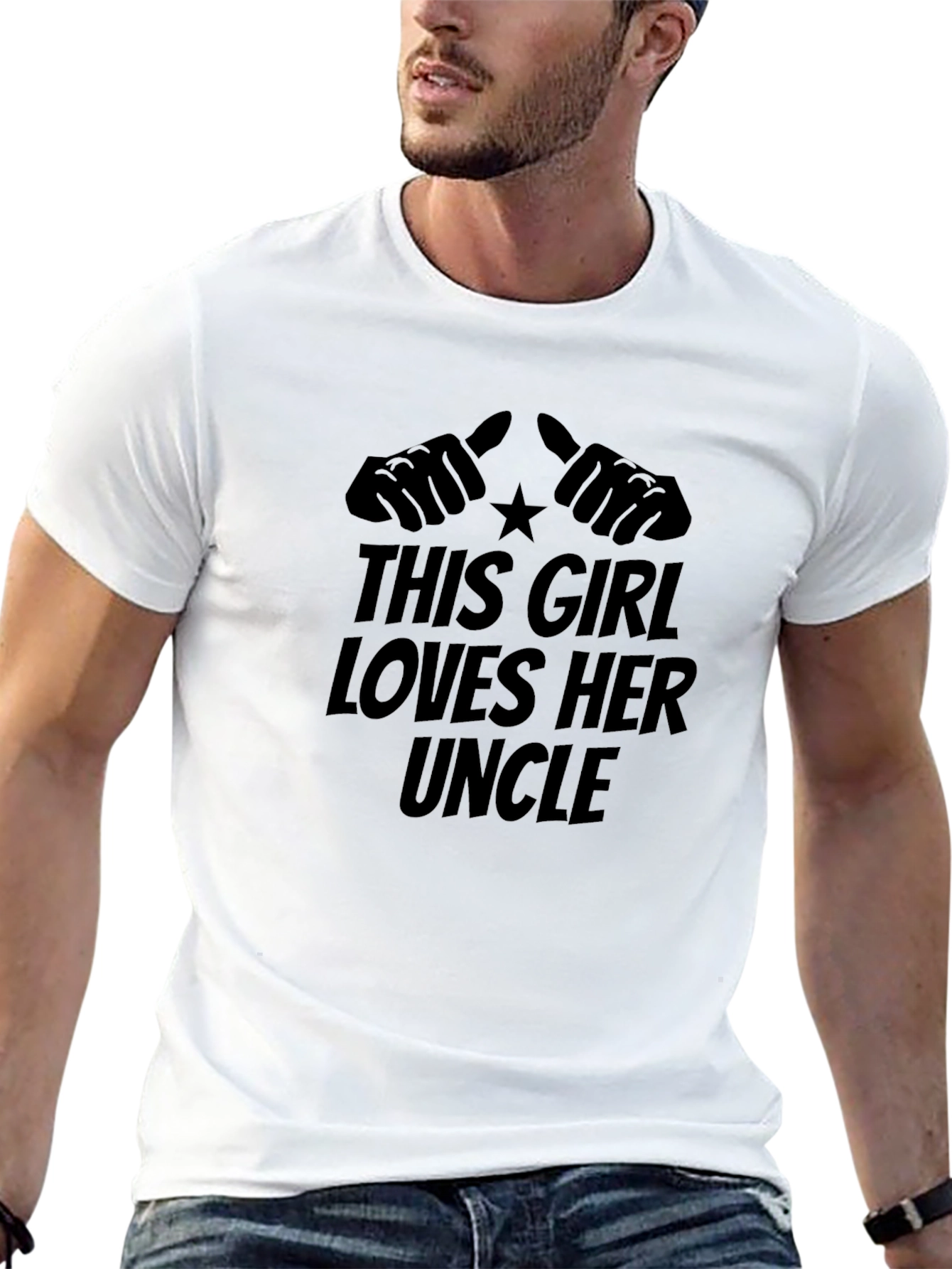 Black This Girl Loves Her Uncle Black Graphic T-Shirt view 13