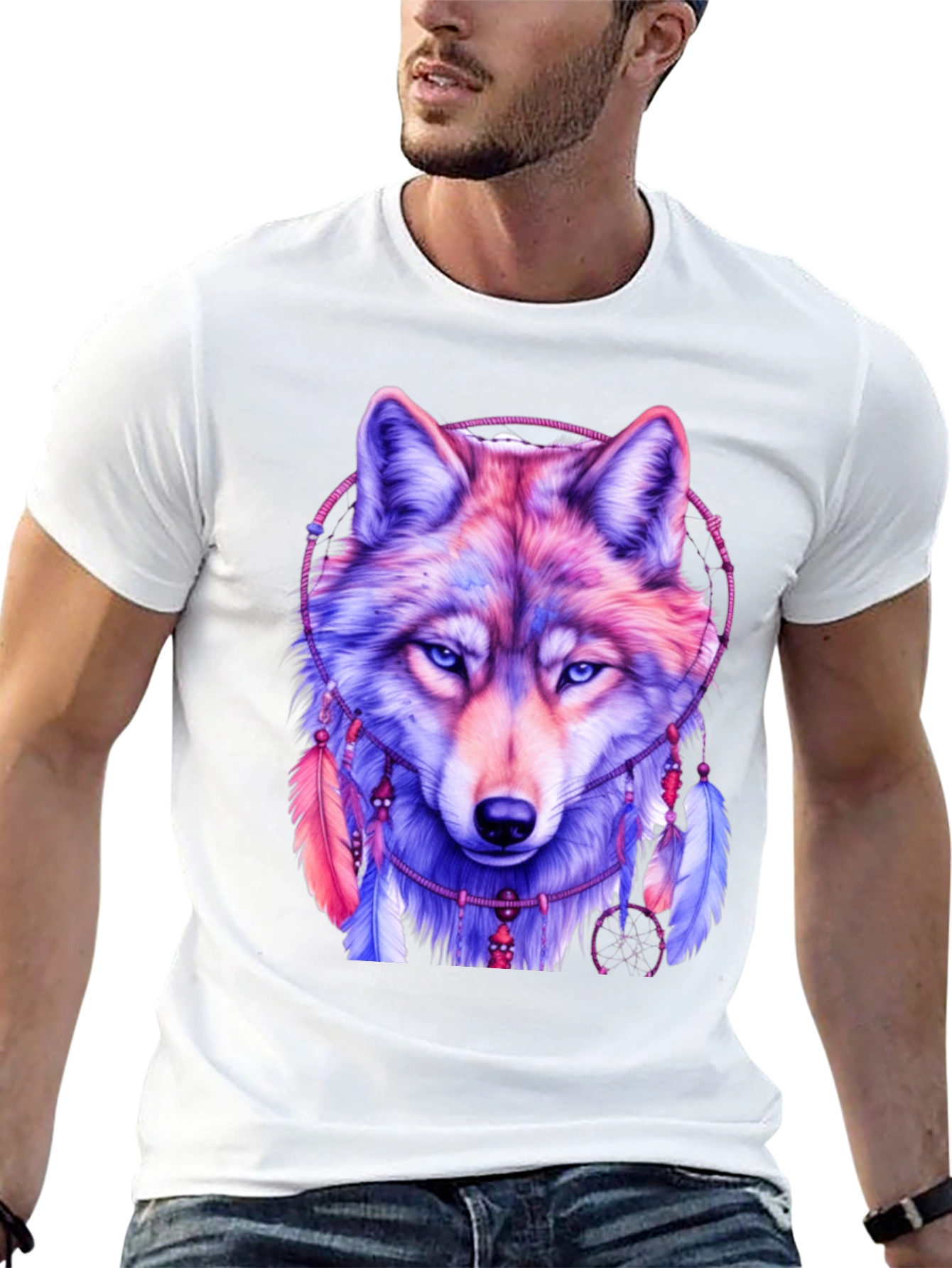 Black Wolf Dreamcatcher Graphic Tee view 13