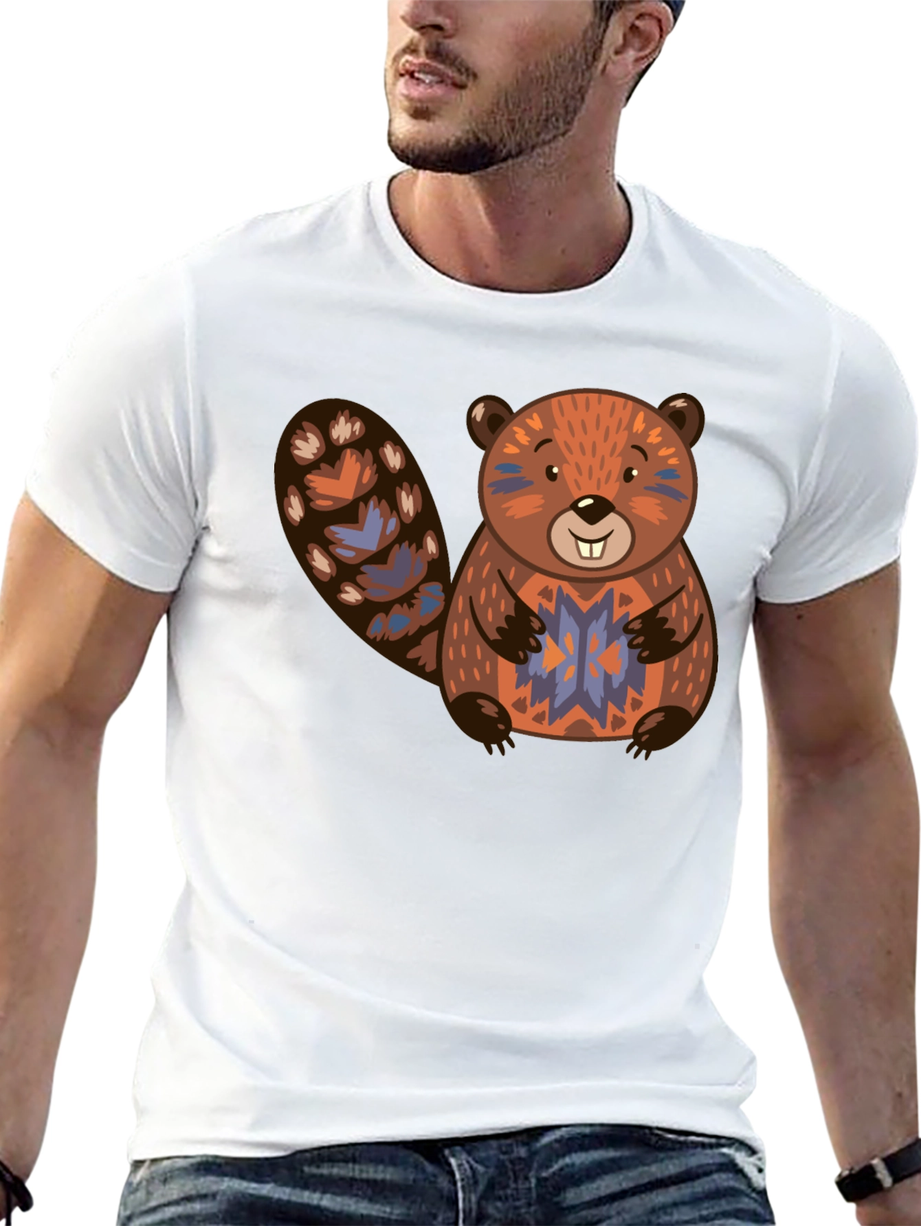 Black Beaver Graphic Print Black T-Shirt view 13