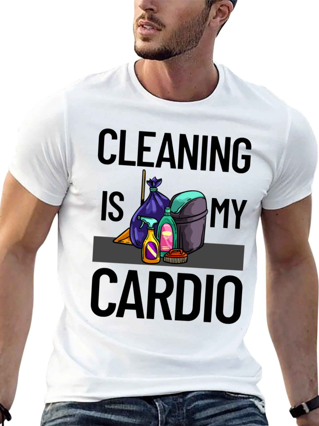 Black Cleaning is My Cardio T-Shirt view 13