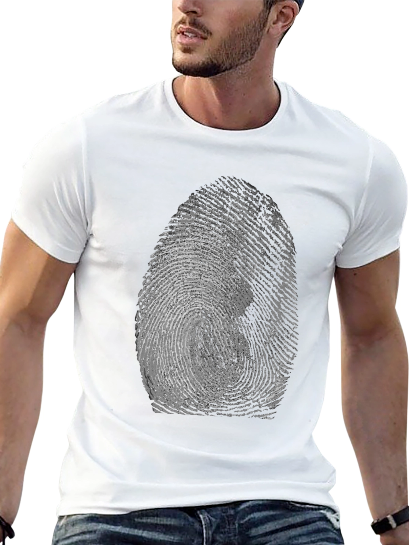 Black Fingerprint Graphic Tee - Unique Design view 13