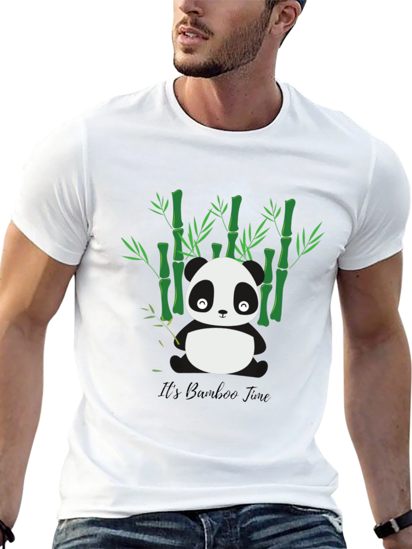 Black Panda Bamboo Time T-Shirt - Soft Cotton Blend view 13