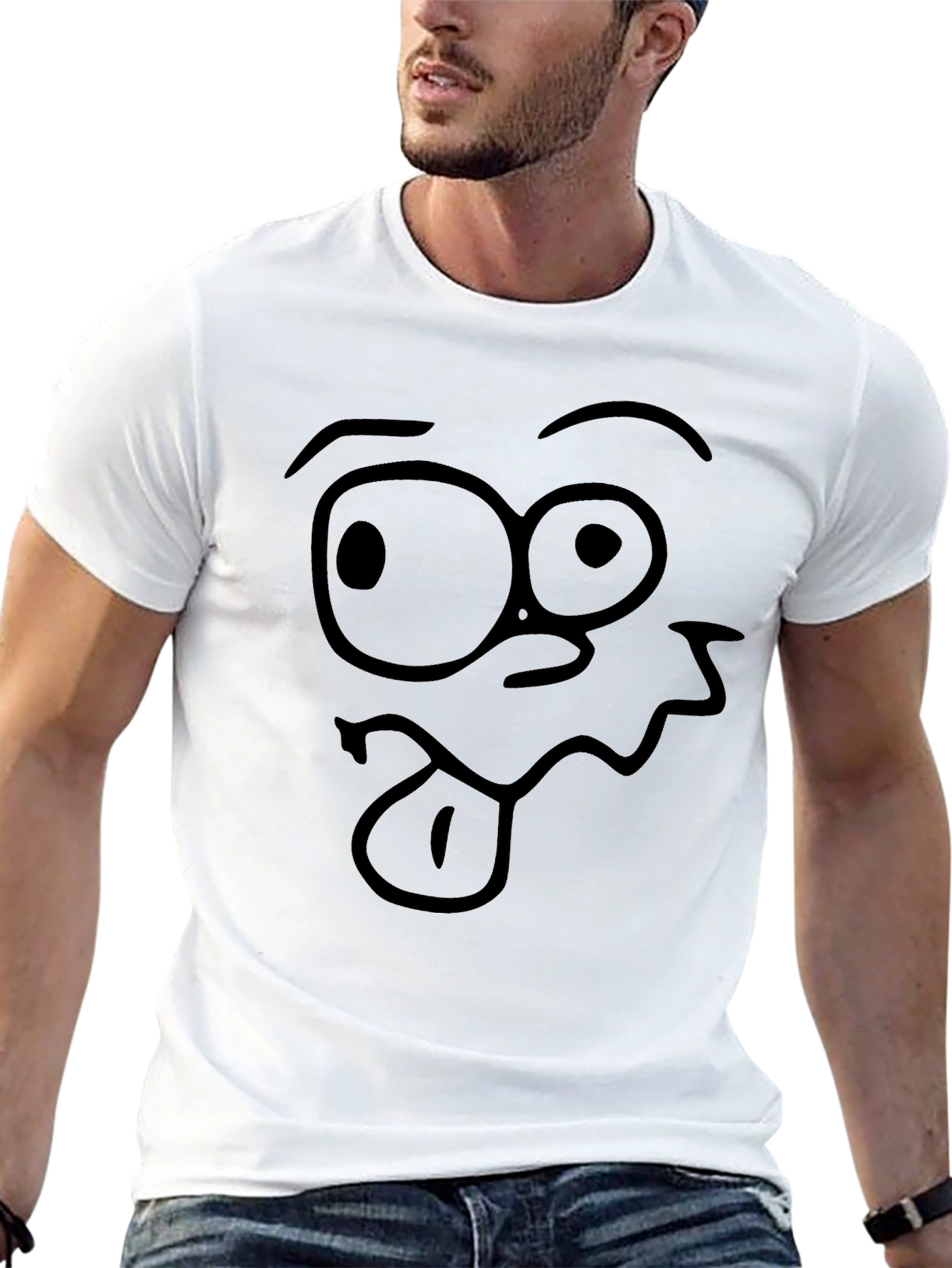 Funny Face Graphic Black T-Shirt - 13