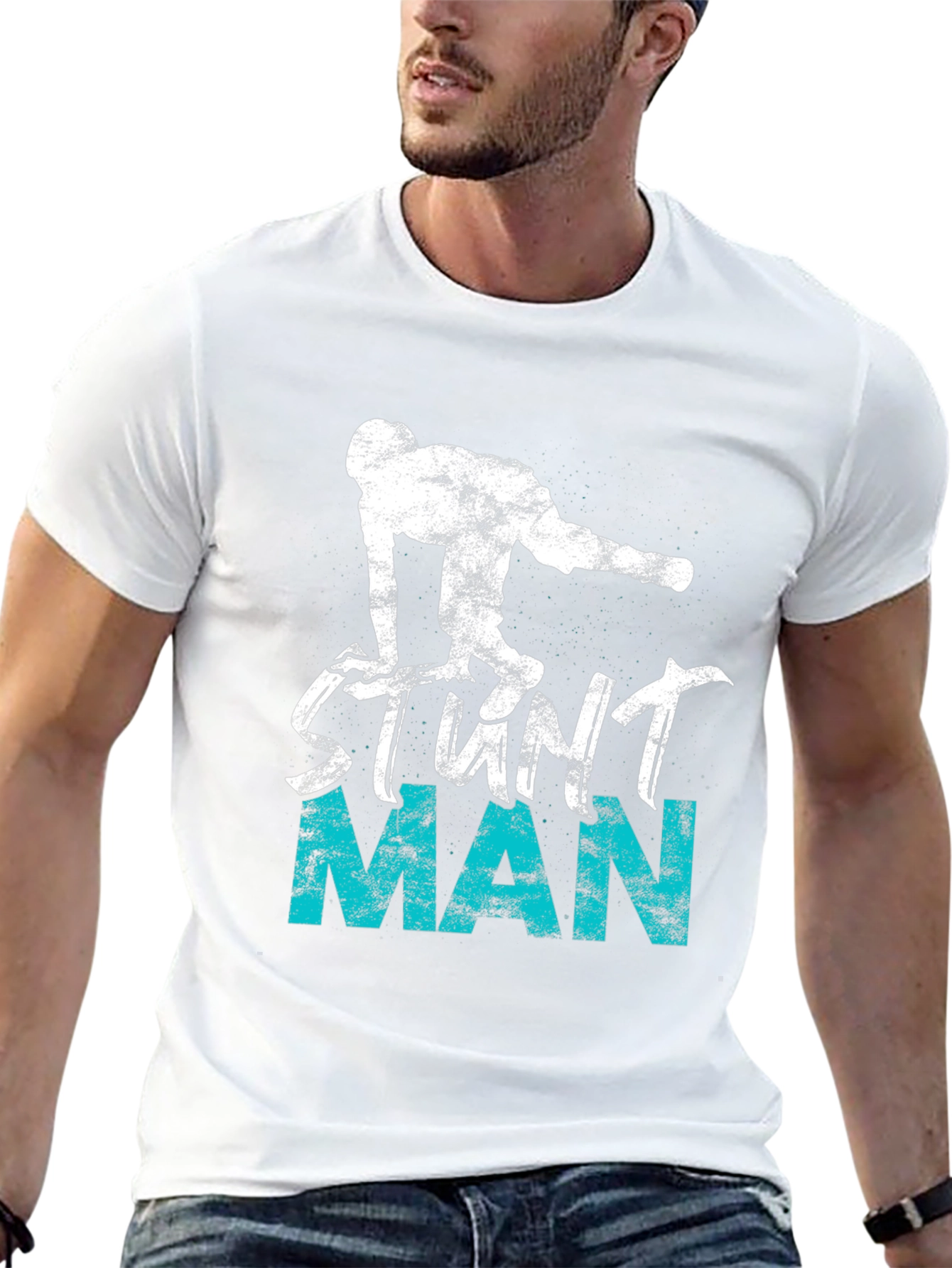 Black Stunt Man Graphic Tee - Cool Design T-Shirt view 13
