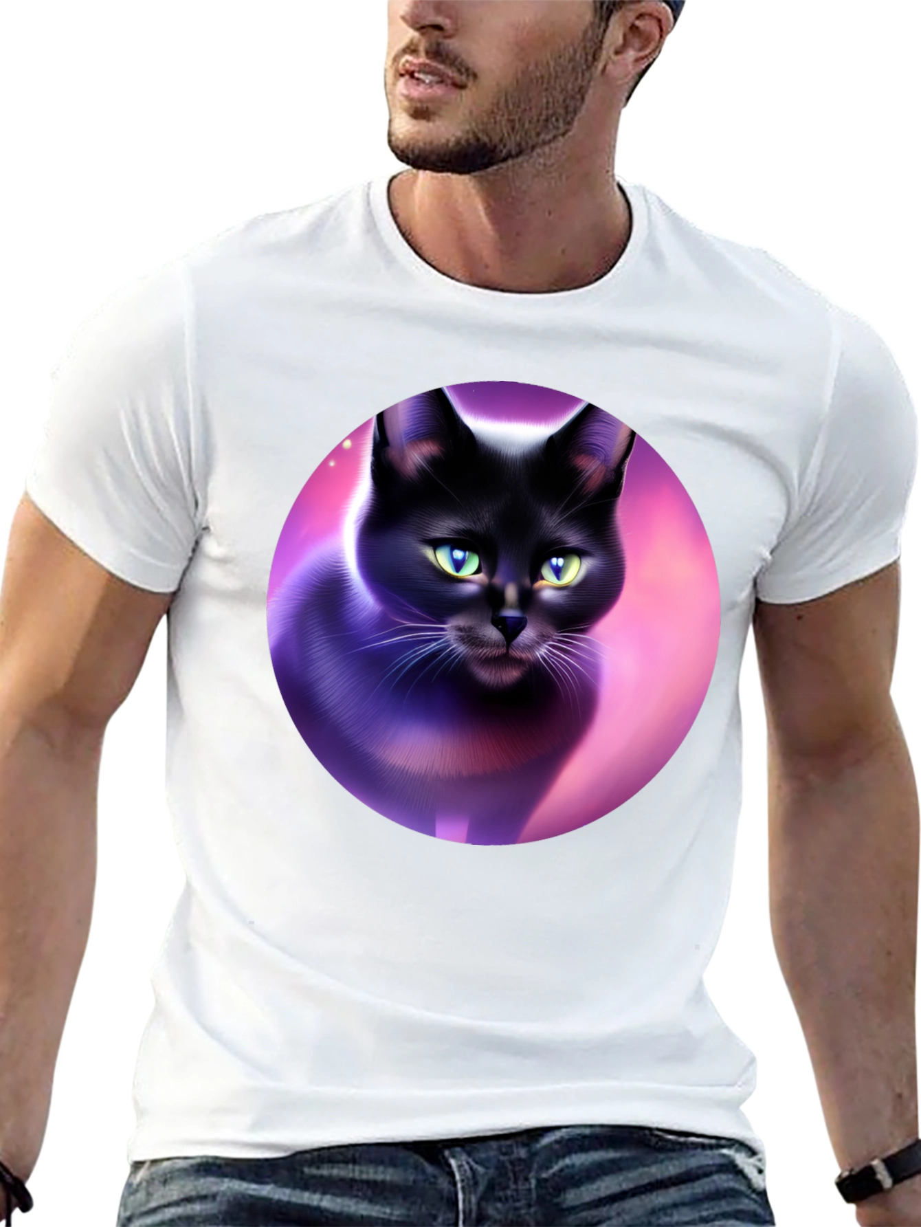 Black Black Cat Graphic Tee - Artistic Design view 13