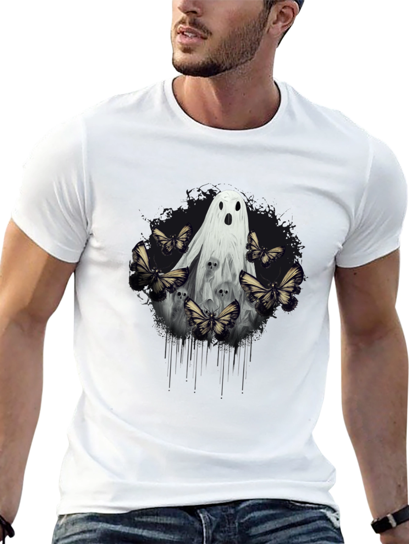 Black Ghost & Butterfly Graphic Tee view 13