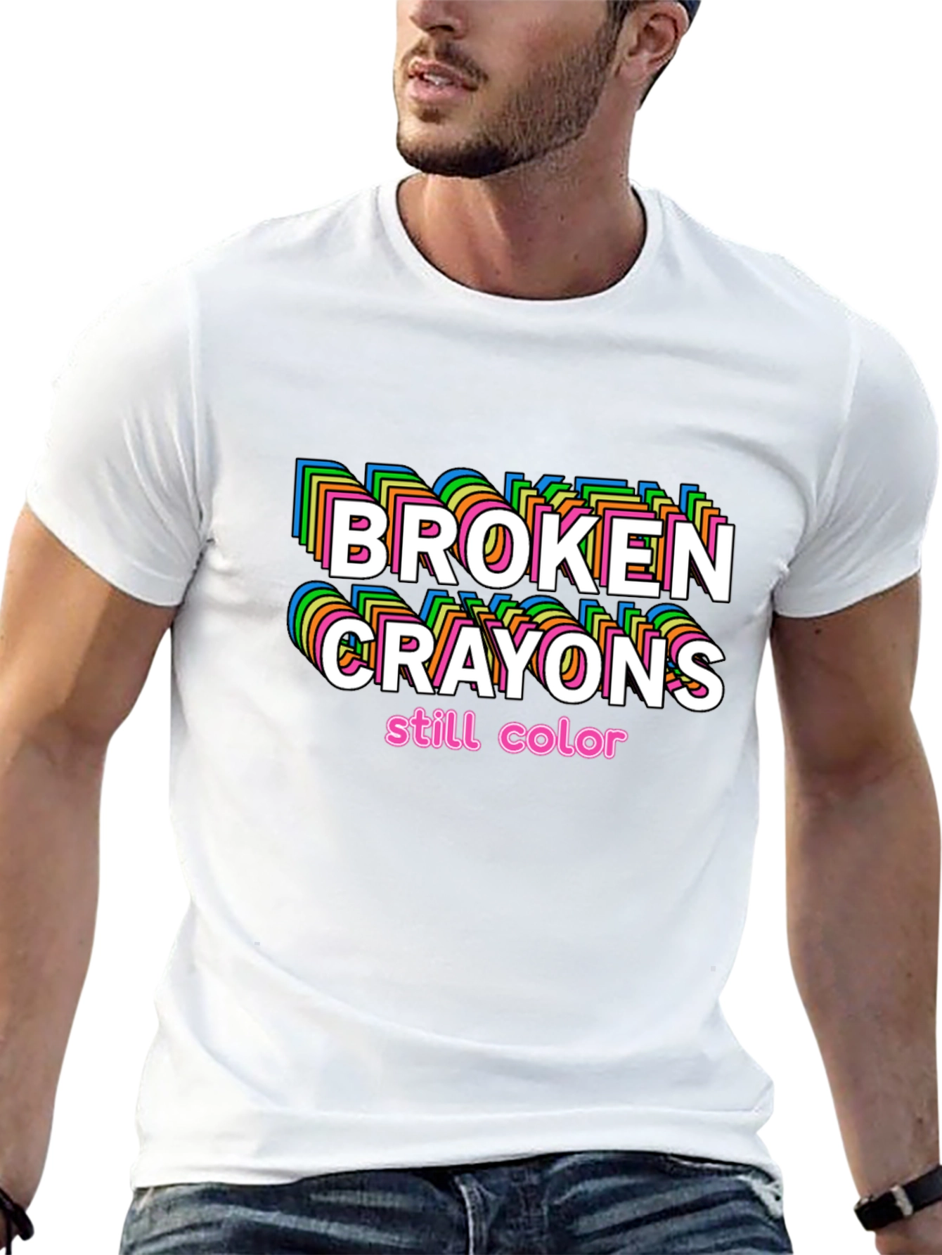 Black Broken Crayons Still Color Graphic T-Shirt view 13