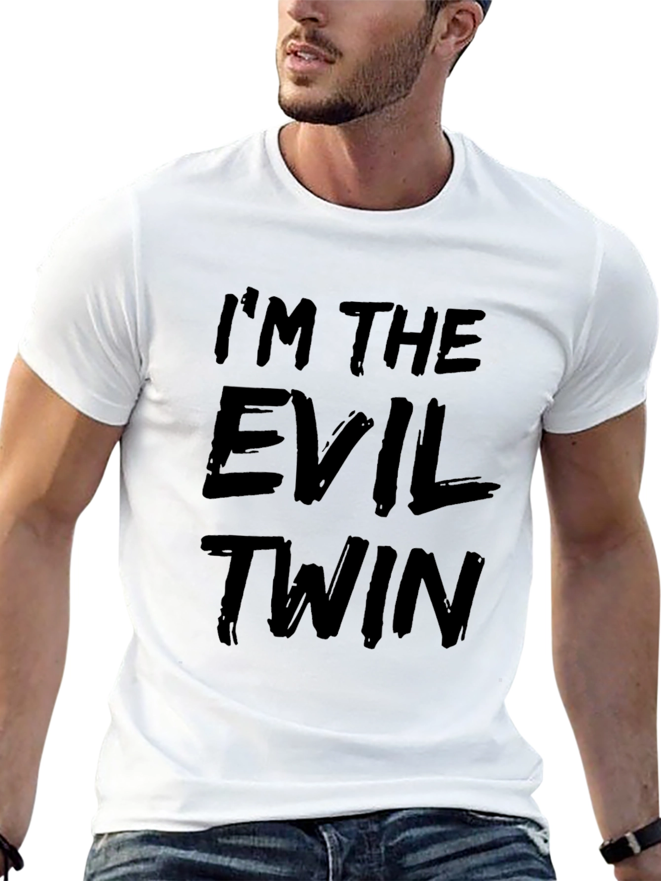 Black I'm the Evil Twin Black Graphic Tee view 13
