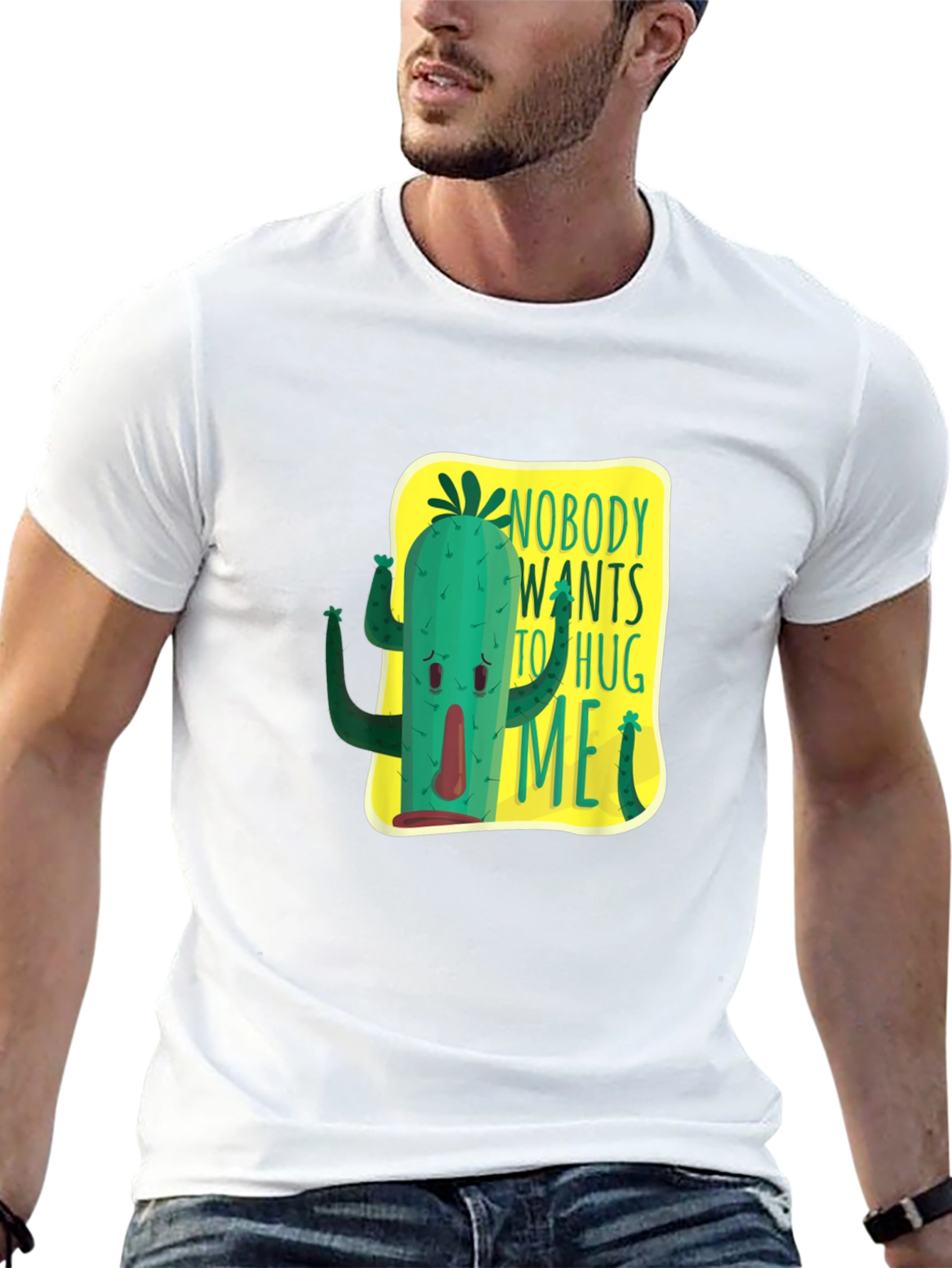 Black Nobody Wants To Hug Me Cactus Graphic Tee view 13