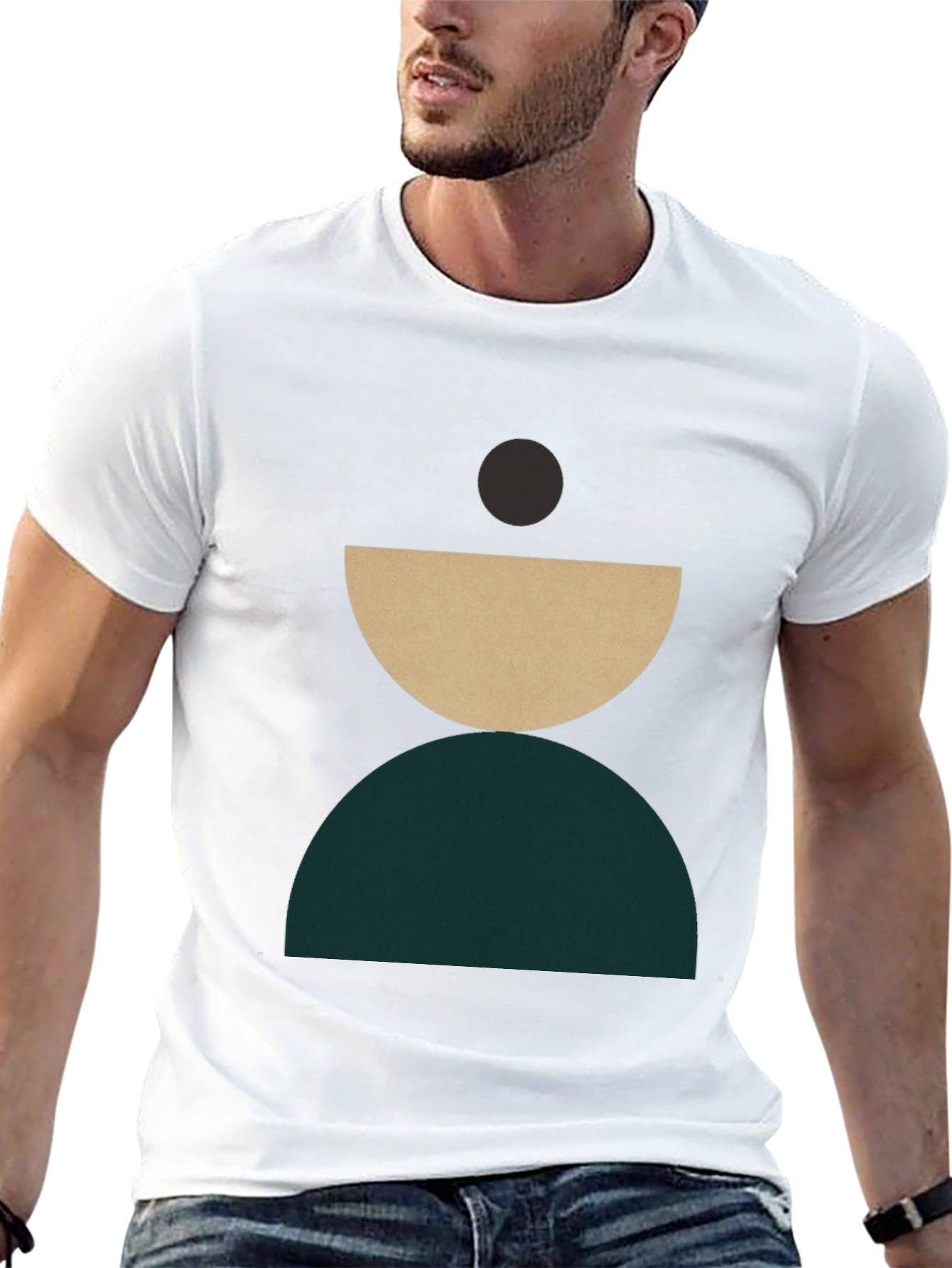 Black Modern Geometric Graphic T-Shirt - Stylish Crew Neck Tee view 13