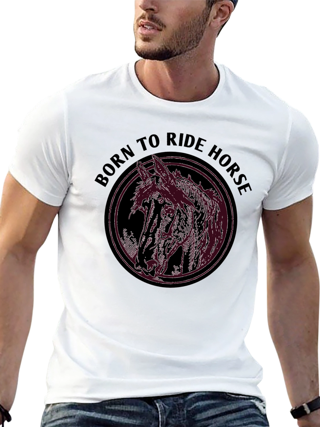 Black Born to Ride Horse Graphic Tee view 13