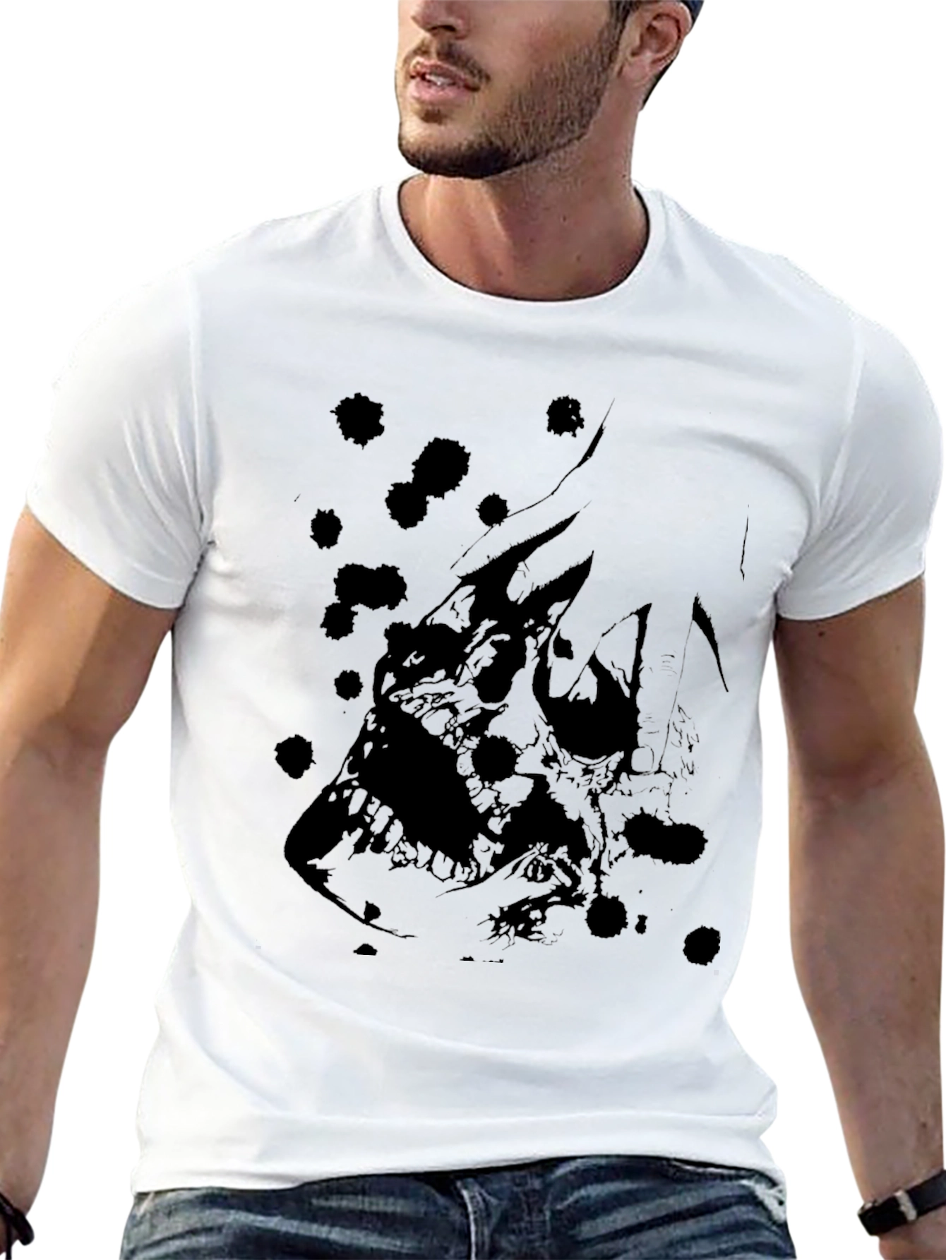 Black Skull Graphic Black T-Shirt - Edgy Design view 13
