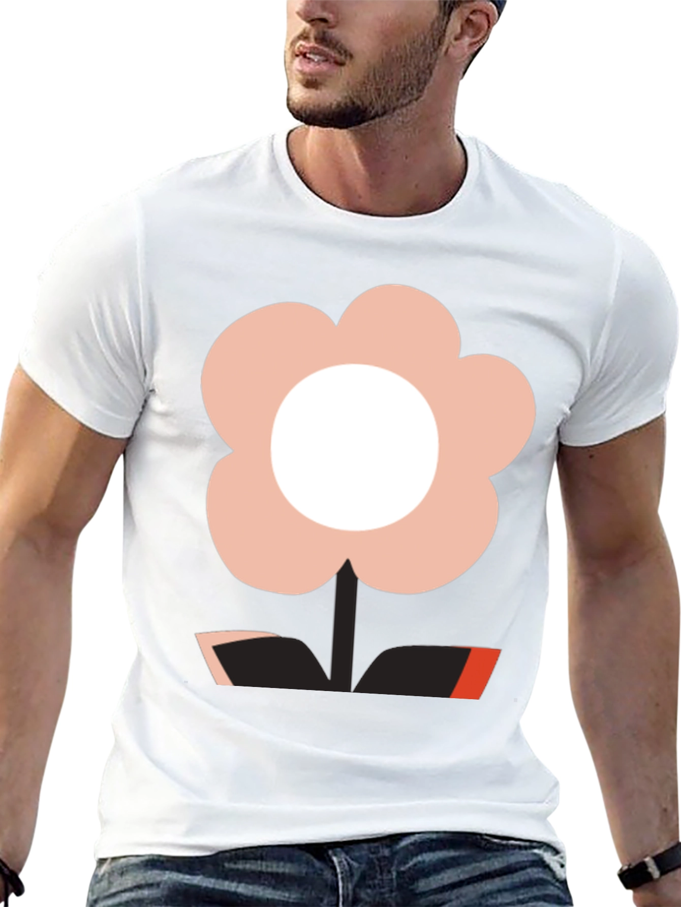 Black Modern Flower Graphic Black T-Shirt view 13