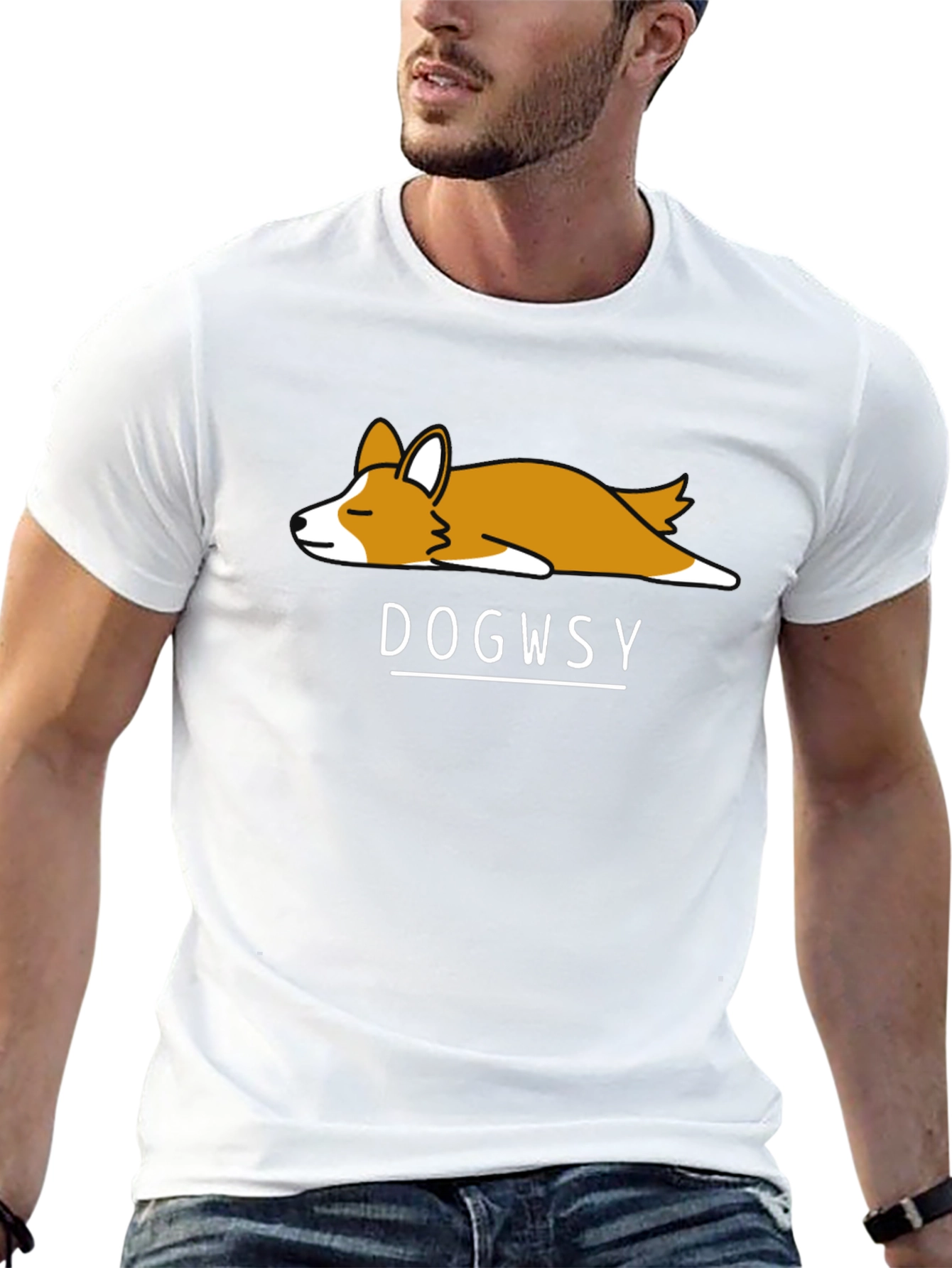 Black Dogwsy Nap Corgi Black T-Shirt view 13