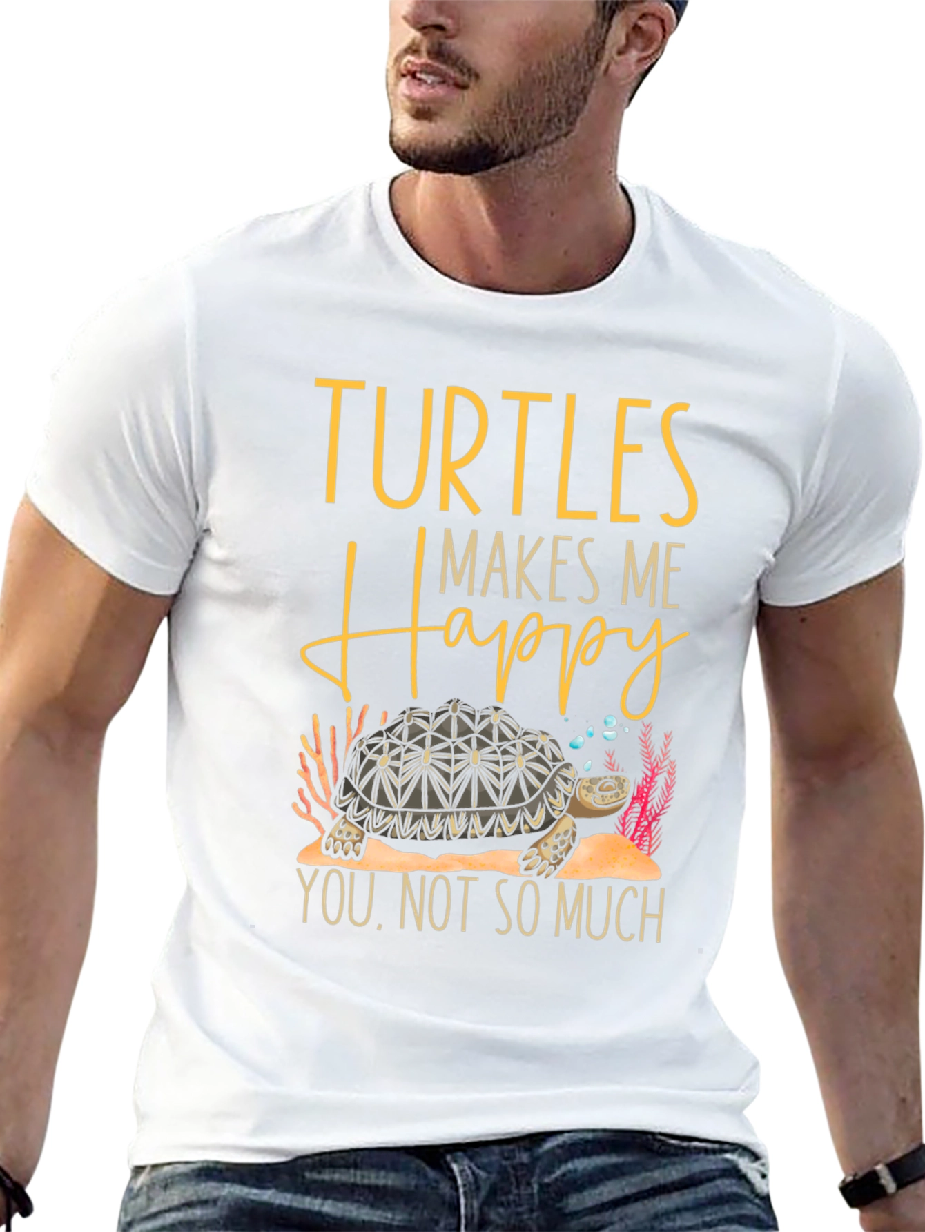 Black Turtles Make Me Happy Graphic T-Shirt view 13