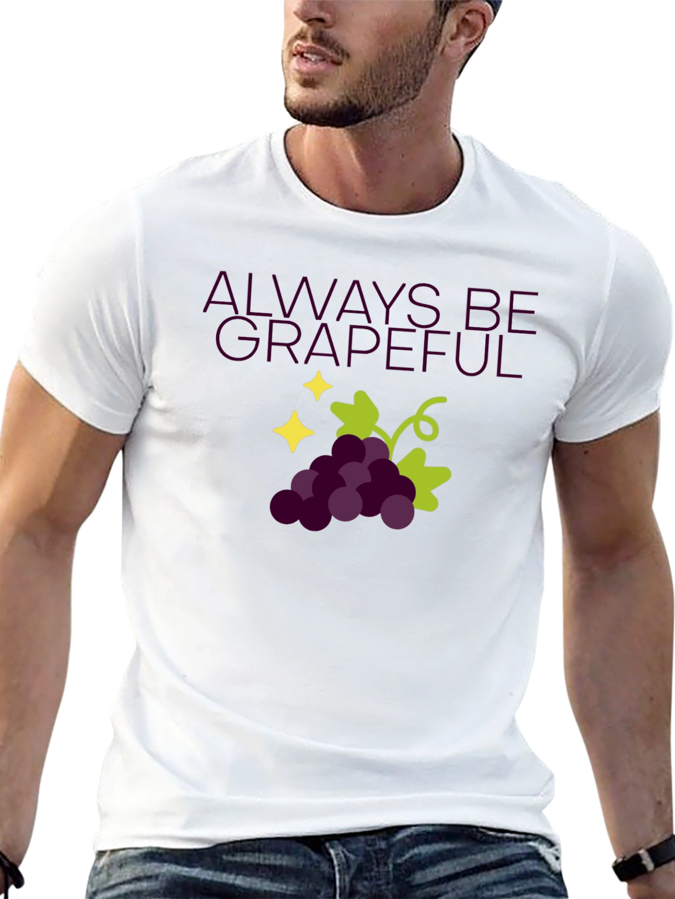 Black Always Be Grapeful Black T-Shirt view 13