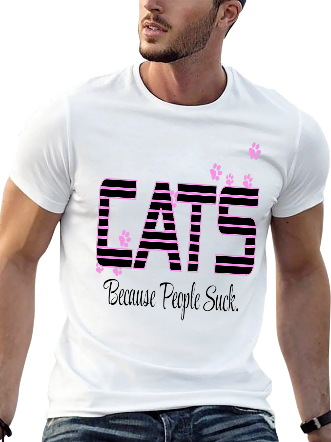 Black Cats Because People Suck Funny Graphic T-Shirt view 13