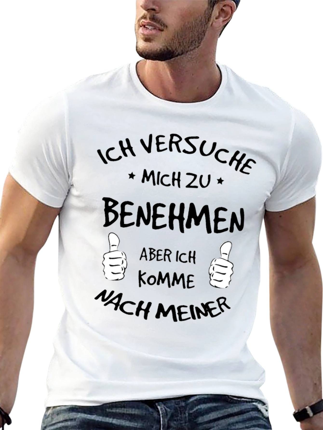 Black Funny German T-Shirt - Ich Versuche Mich Zu Benehmen view 13