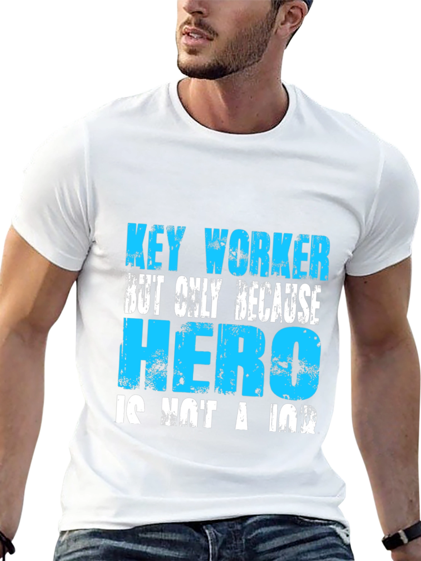 Black Key Worker Hero Graphic Tee - Essential Worker T-Shirt view 13