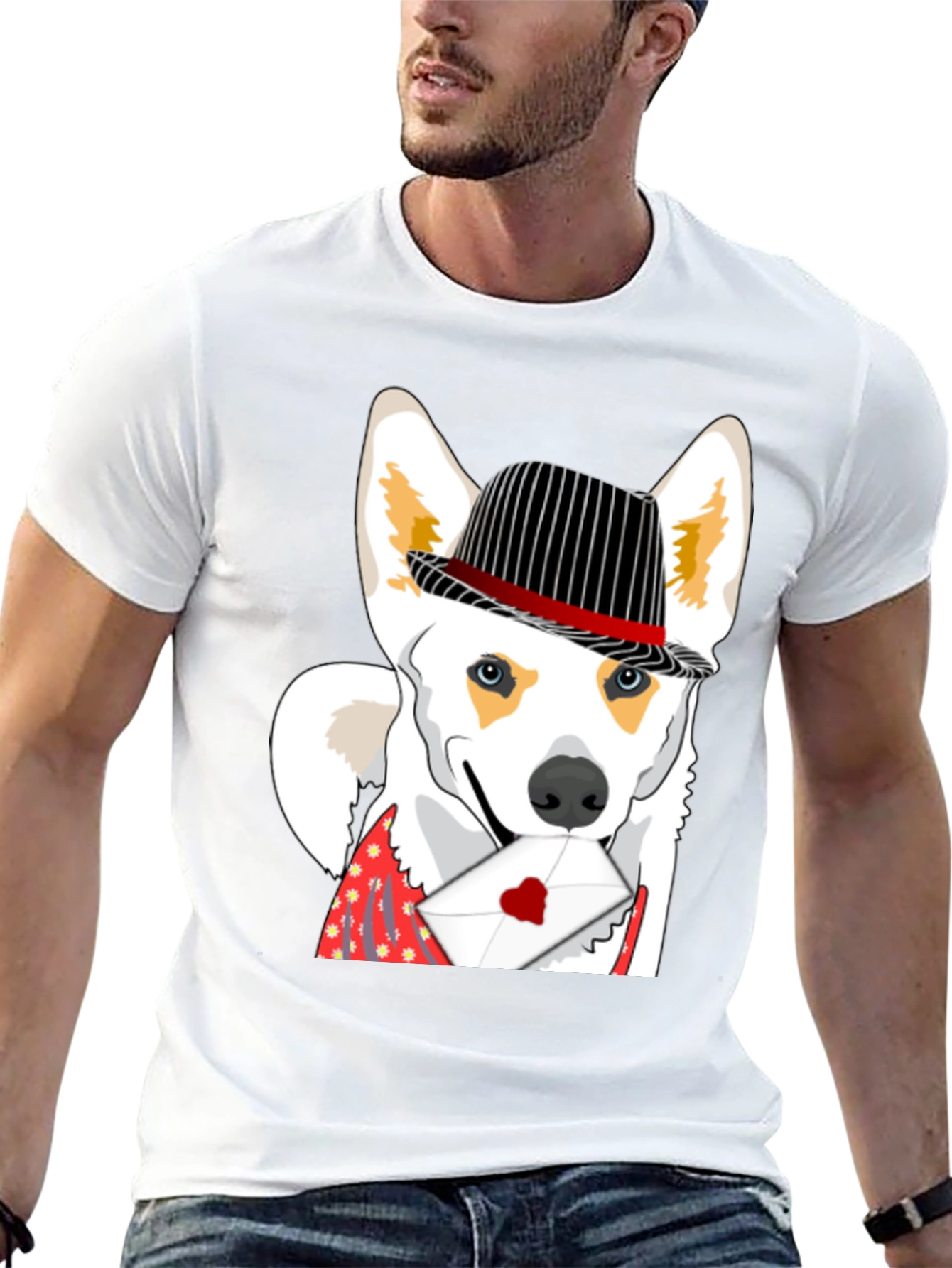 Black Dog in Hat Valentine's T-Shirt view 13