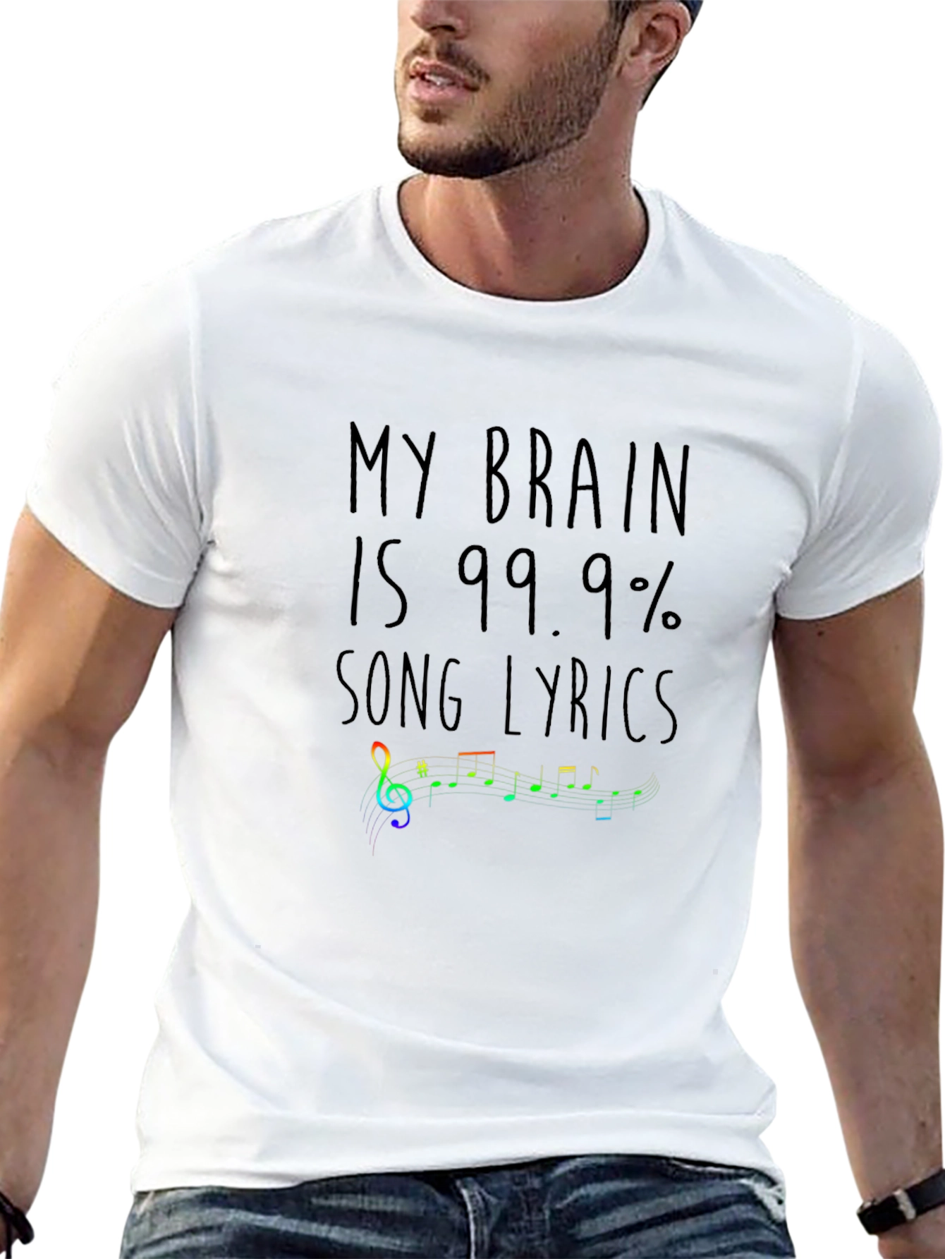 Black Song Lyrics Brain Funny Graphic T-Shirt view 13