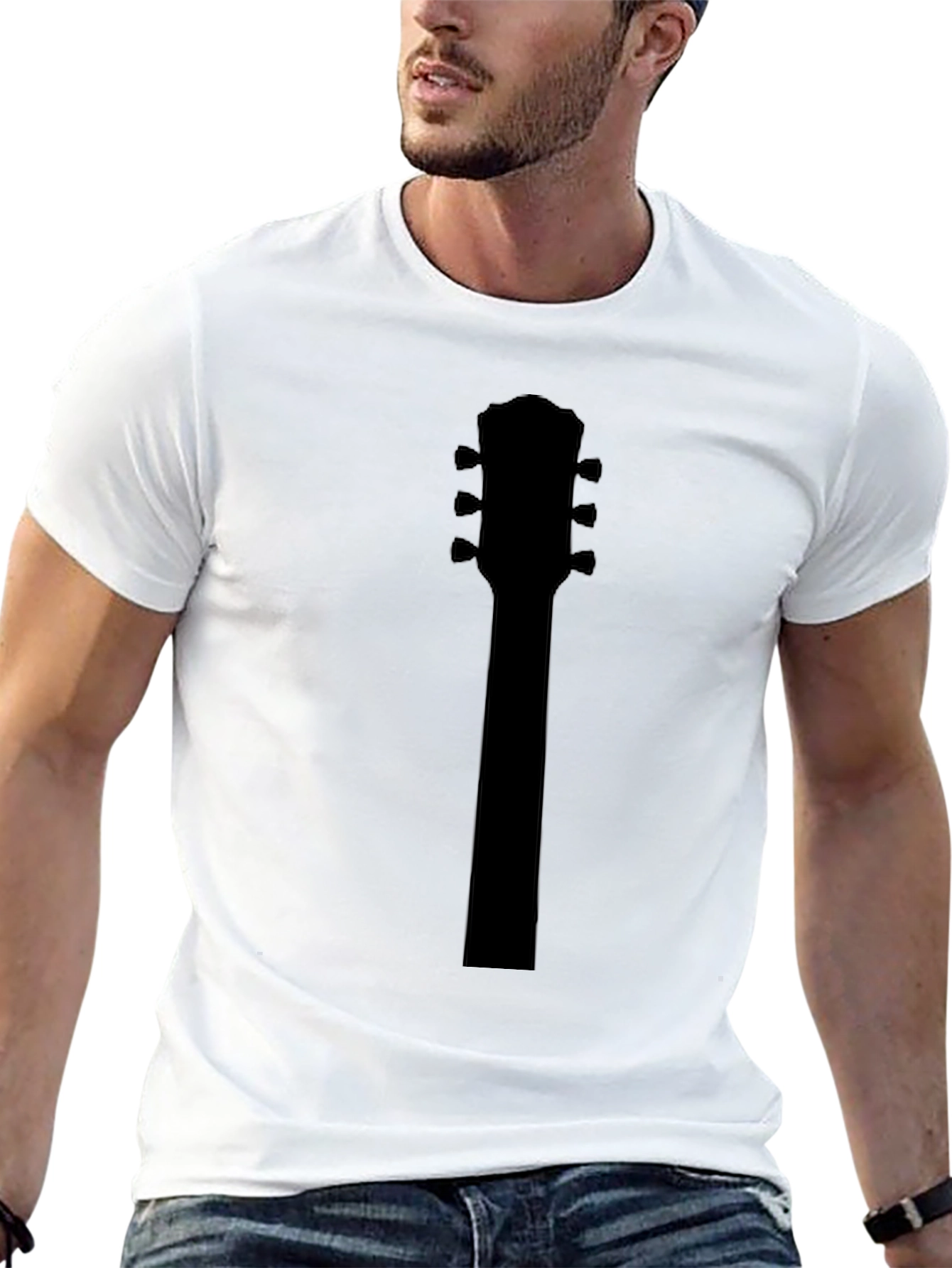 Black Guitar Neck T-Shirt - Music Lover Tee view 13
