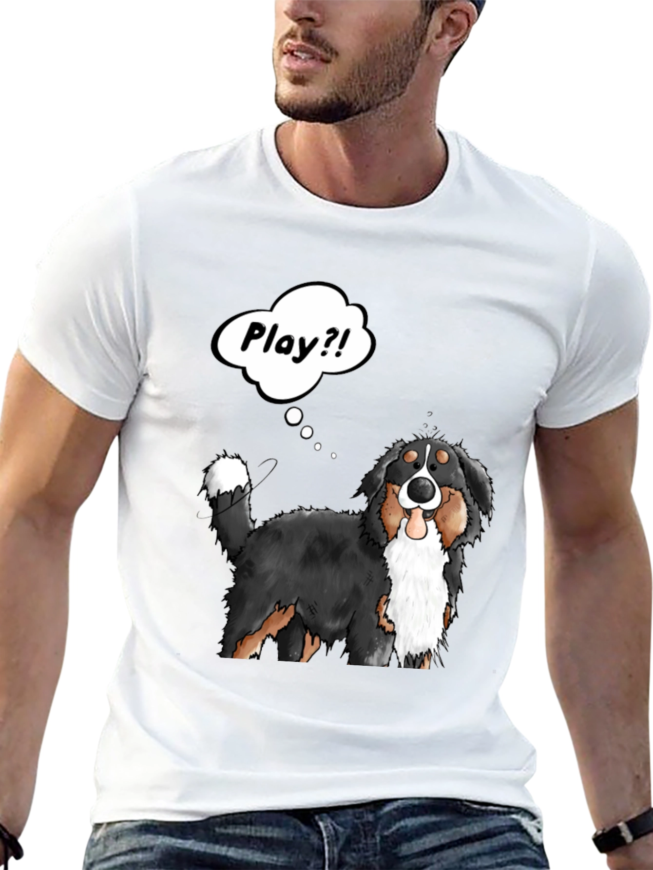 Black Playful Dog Cartoon Graphic T-Shirt view 13