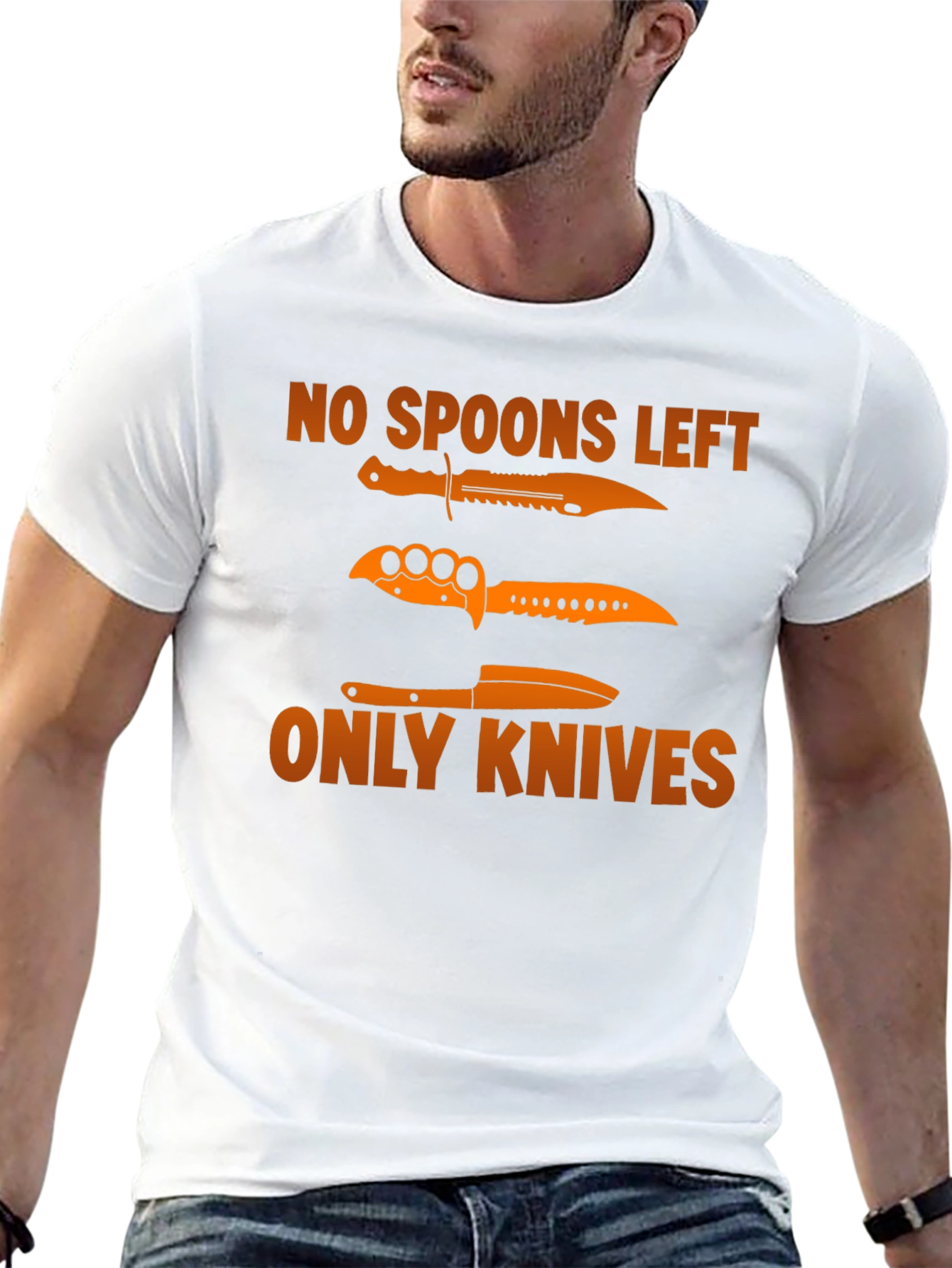Black No Spoons Left Only Knives T-Shirt view 13