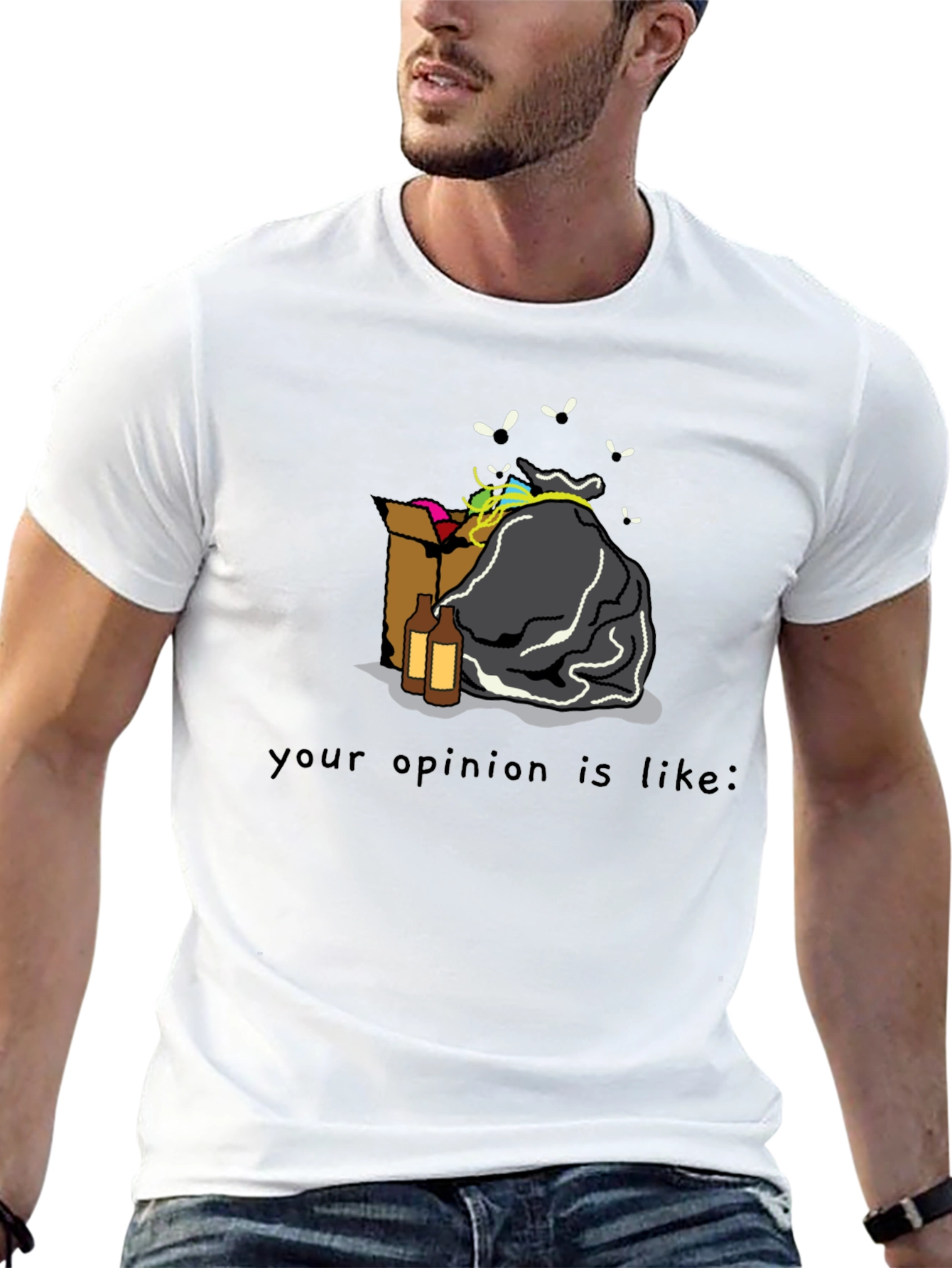 Black Opinion Trash T-Shirt - Funny Graphic Tee view 13