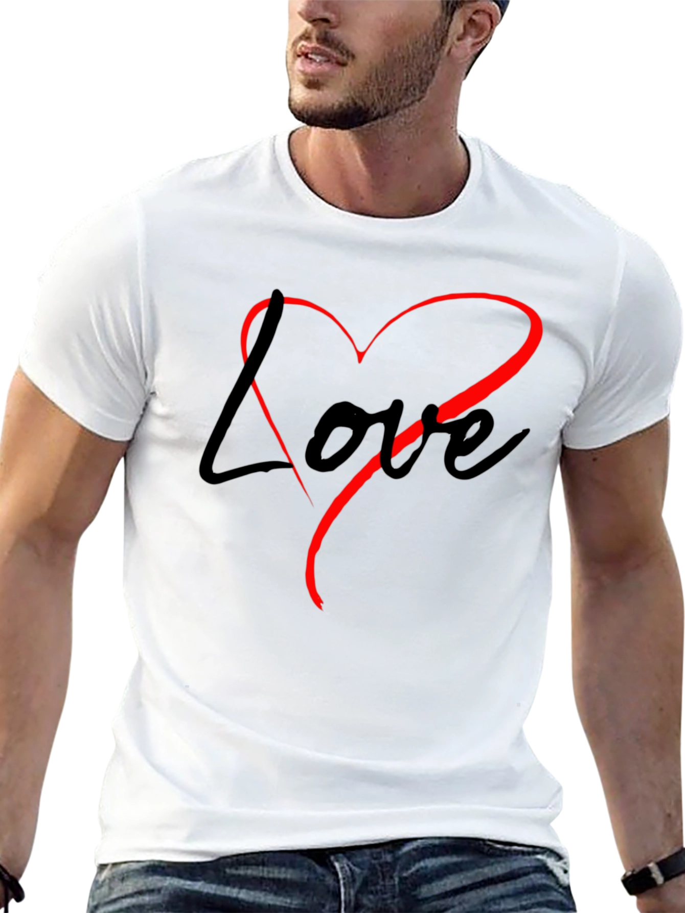 Black Love Heart Graphic Black T-Shirt view 13