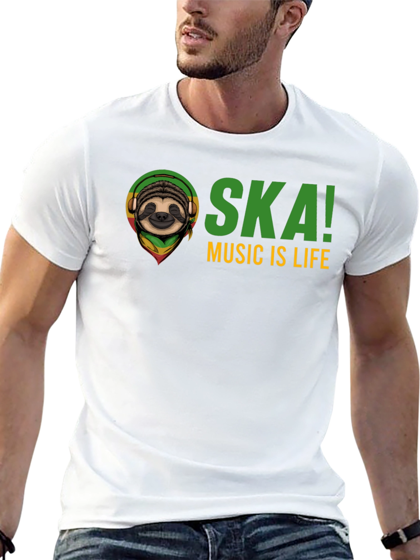 Black Ska Music is Life Sloth Graphic Tee - Black view 13