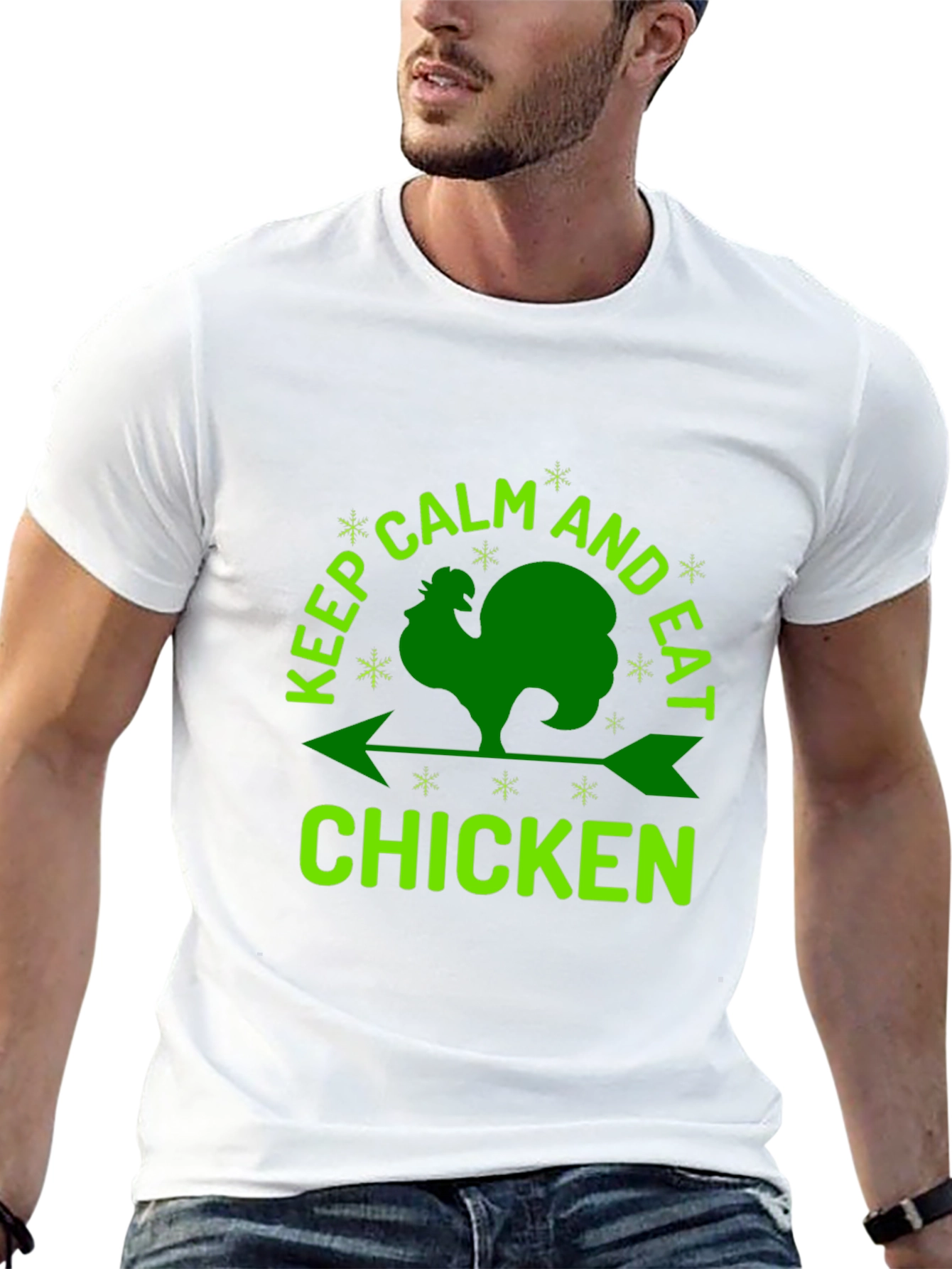 Black Keep Calm & Eat Chicken Graphic Tee view 13