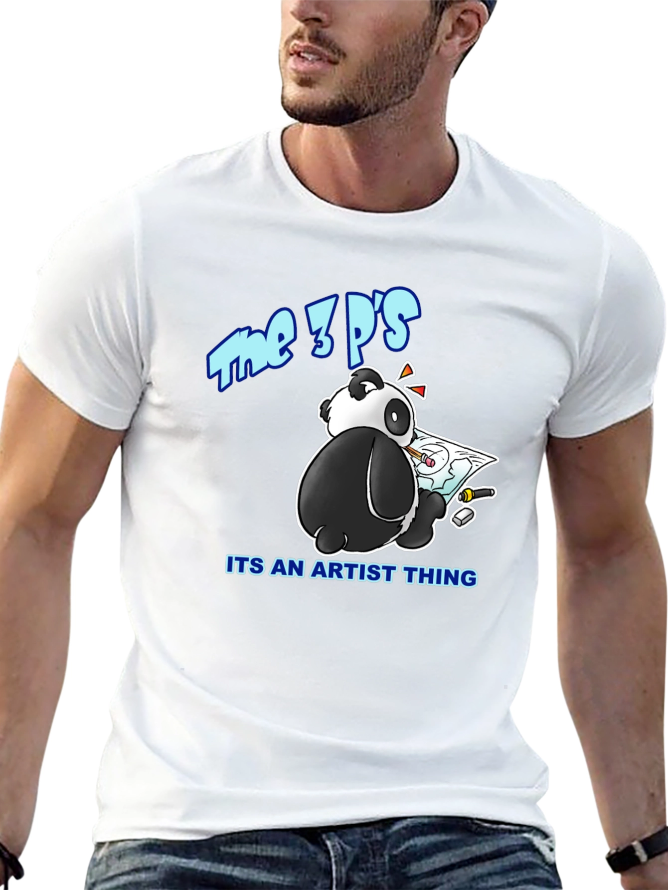 Black The 3P's Artist Panda Black Graphic T-Shirt view 13