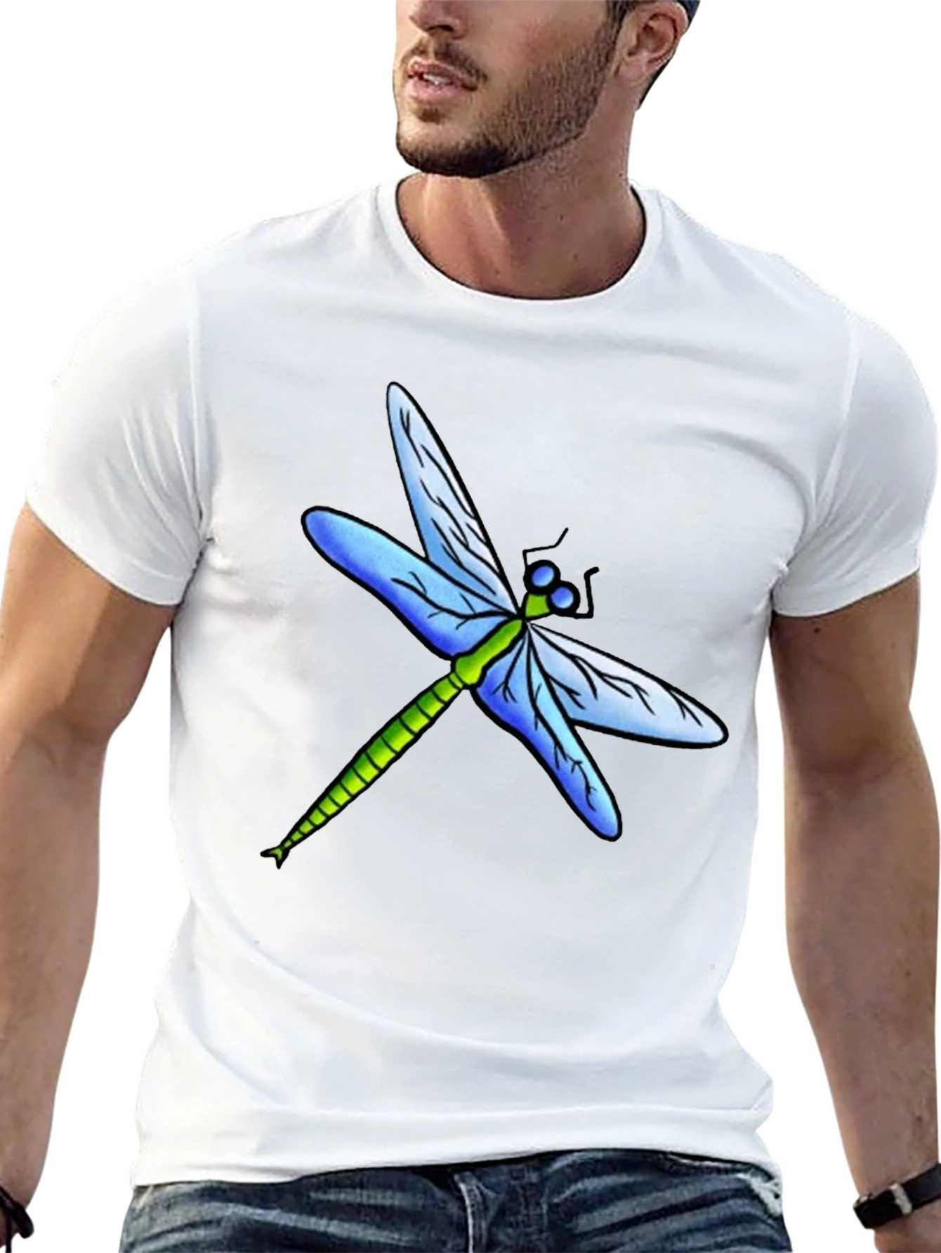 Black Dragonfly Graphic Tee - Black Cotton T-Shirt view 13