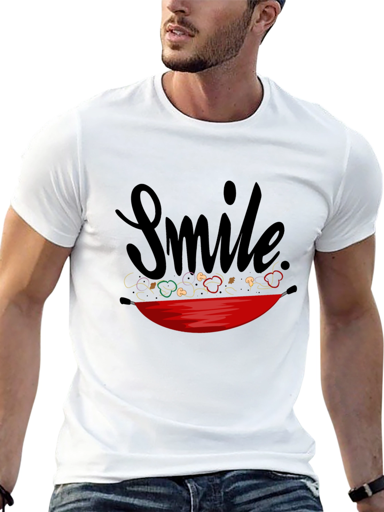 Black Smile Stir-Fry T-Shirt - Whimsical Graphic Tee view 13