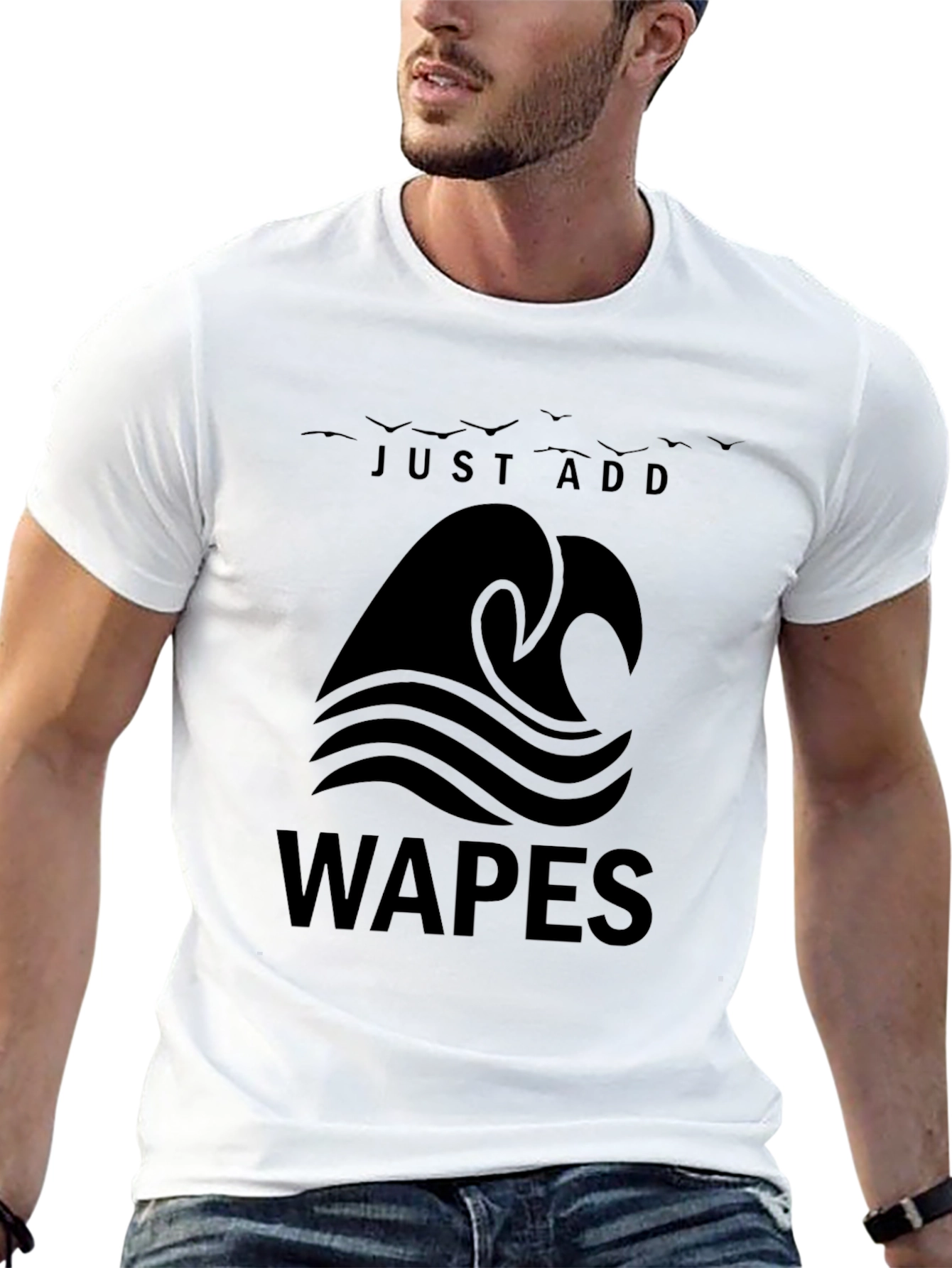 Black Just Add Waves - WAPES Graphic T-Shirt view 13