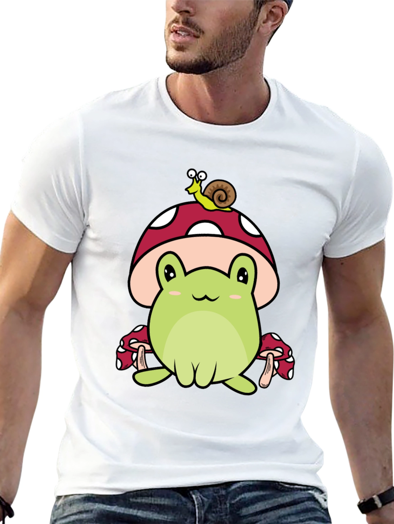 Black Frog & Snail Mushroom T-Shirt - Cute Cartoon Tee view 13