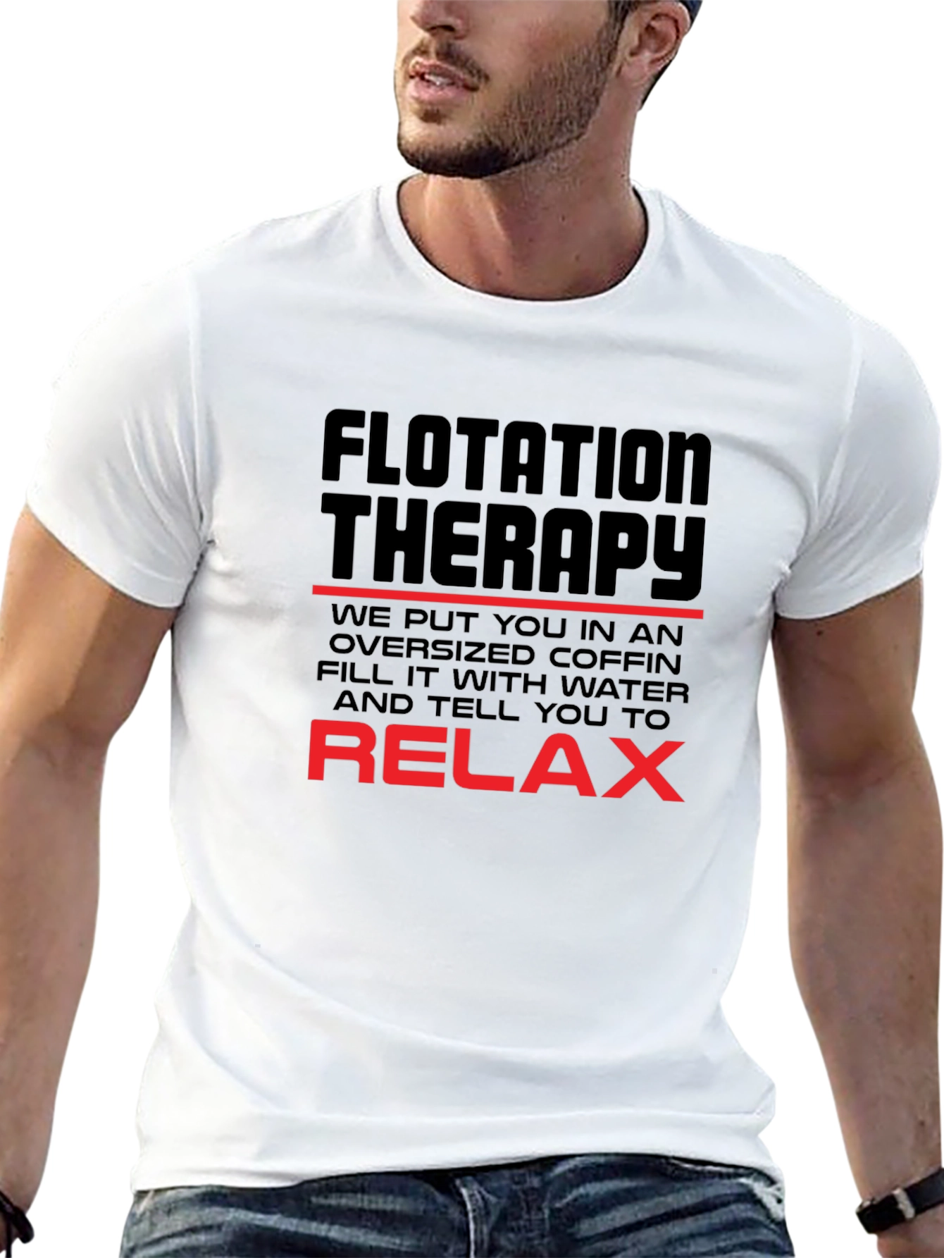 Black Flotation Therapy T-Shirt Funny Sarcastic Relax Tee view 13