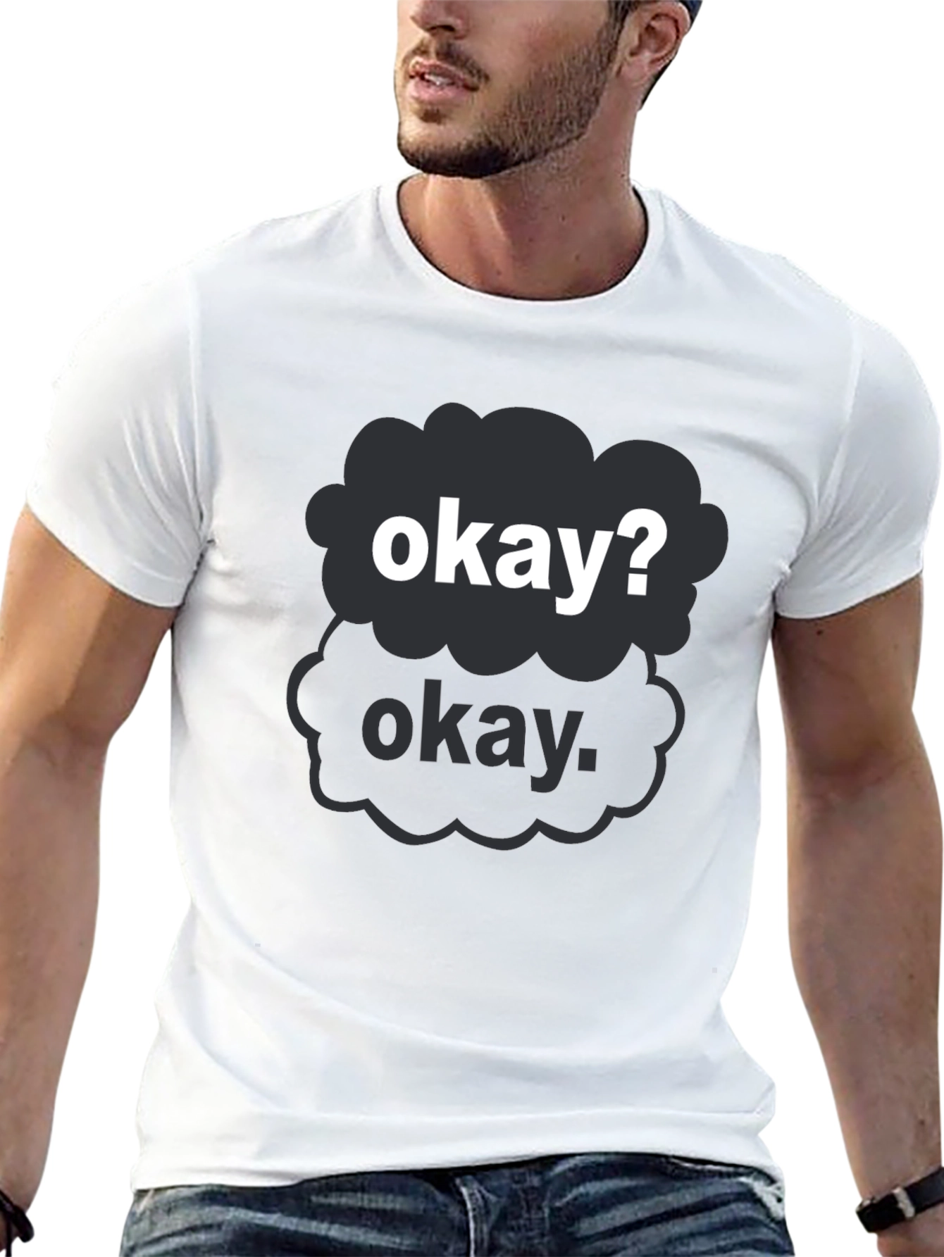 Black Okay Cloud Graphic Tee - Black Casual T-Shirt view 13