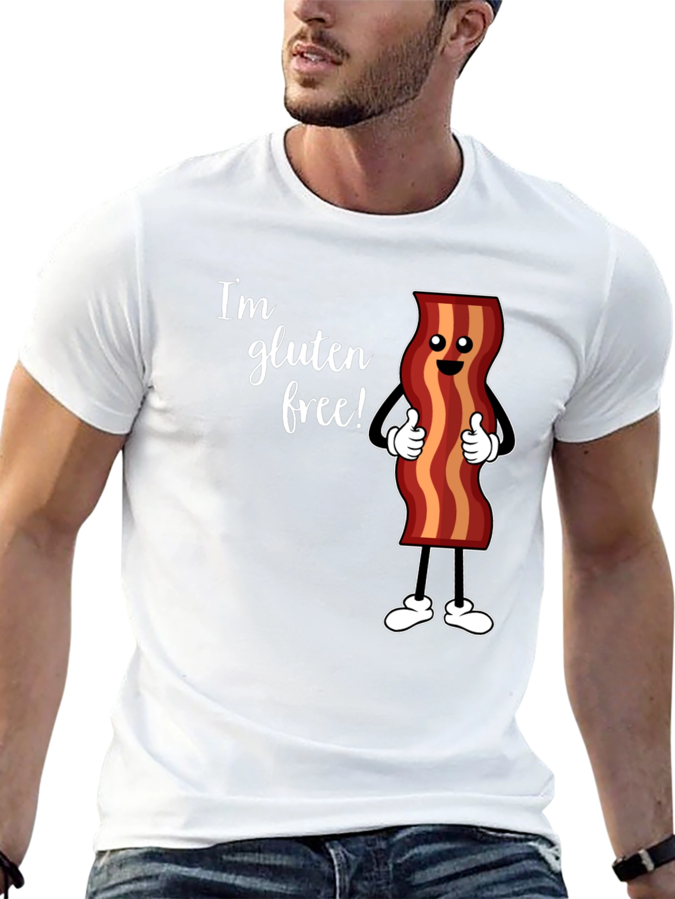 Black Gluten Free Bacon T-Shirt Funny Foodie Tee view 13