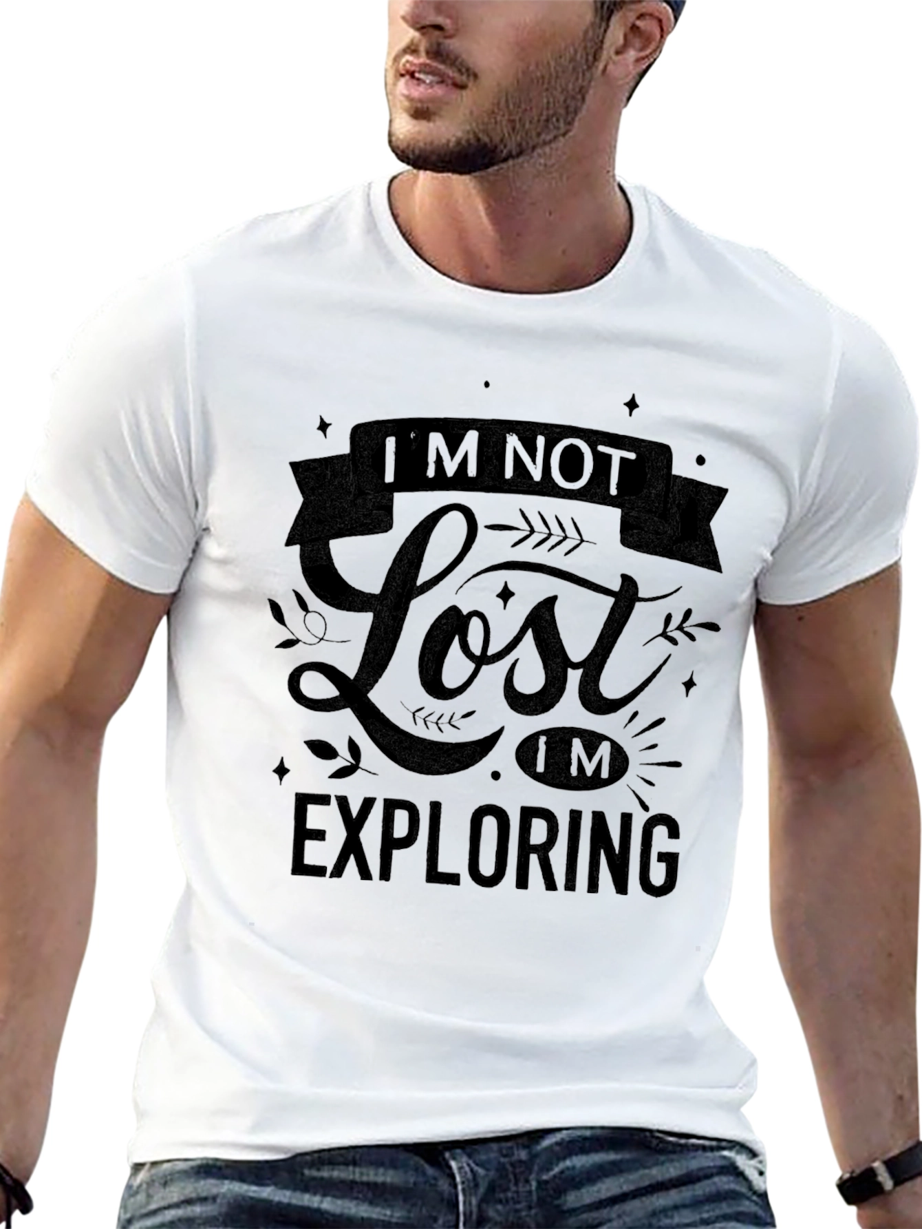 Black I'm Not Lost I'm Exploring Black Graphic Tee view 13