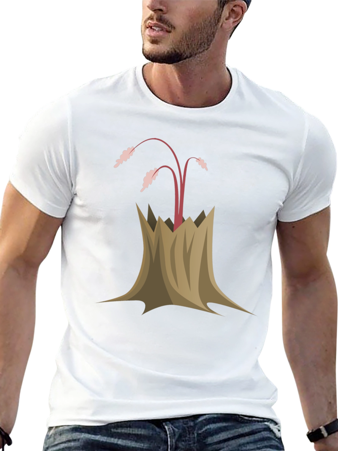Black Tree Stump Plant Tee - Unique Graphic Design view 13