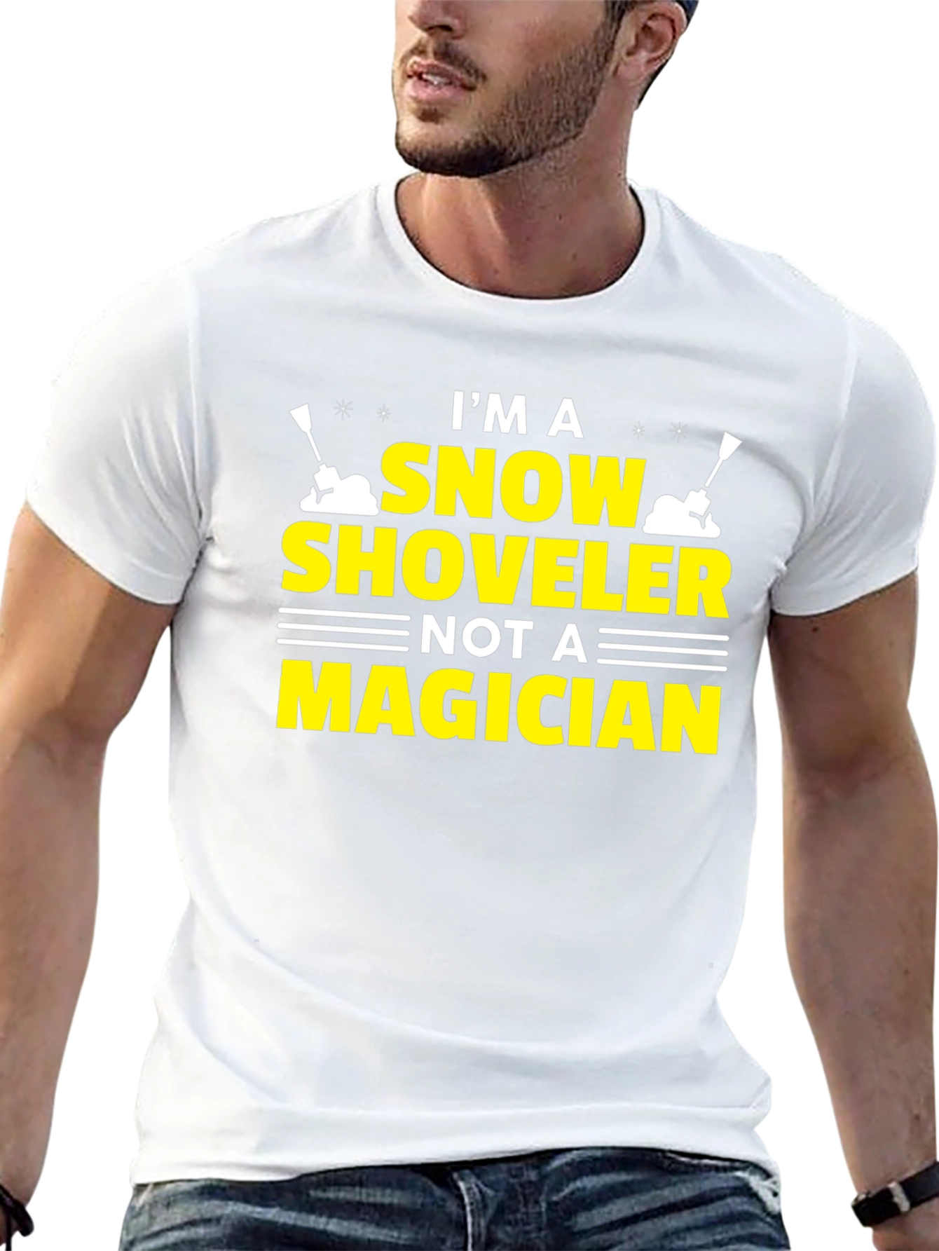 Black Snow Shoveler T-Shirt - Not a Magician Funny Winter Tee view 13