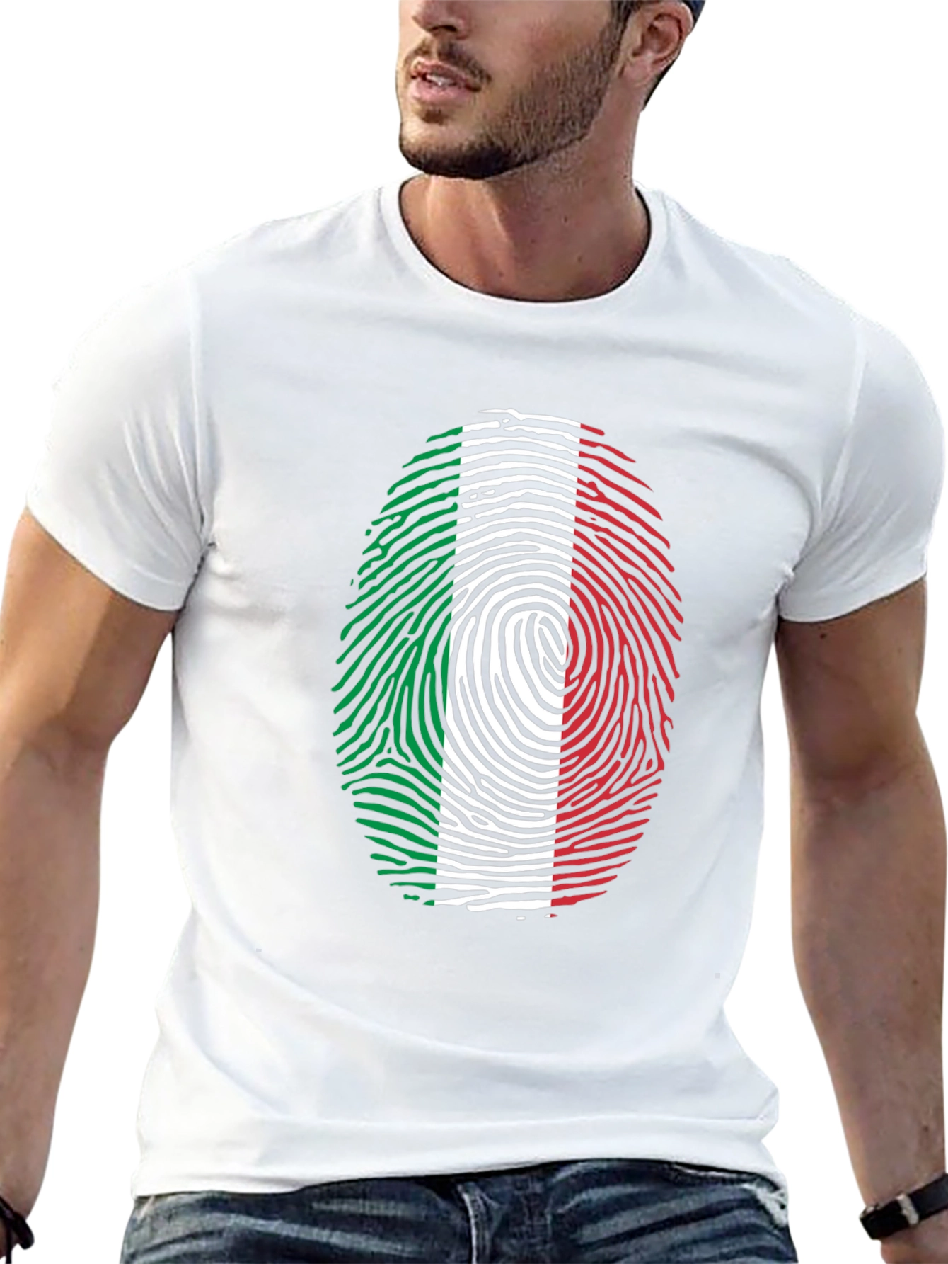 Black Italian Flag Fingerprint Graphic Tee - Black view 13