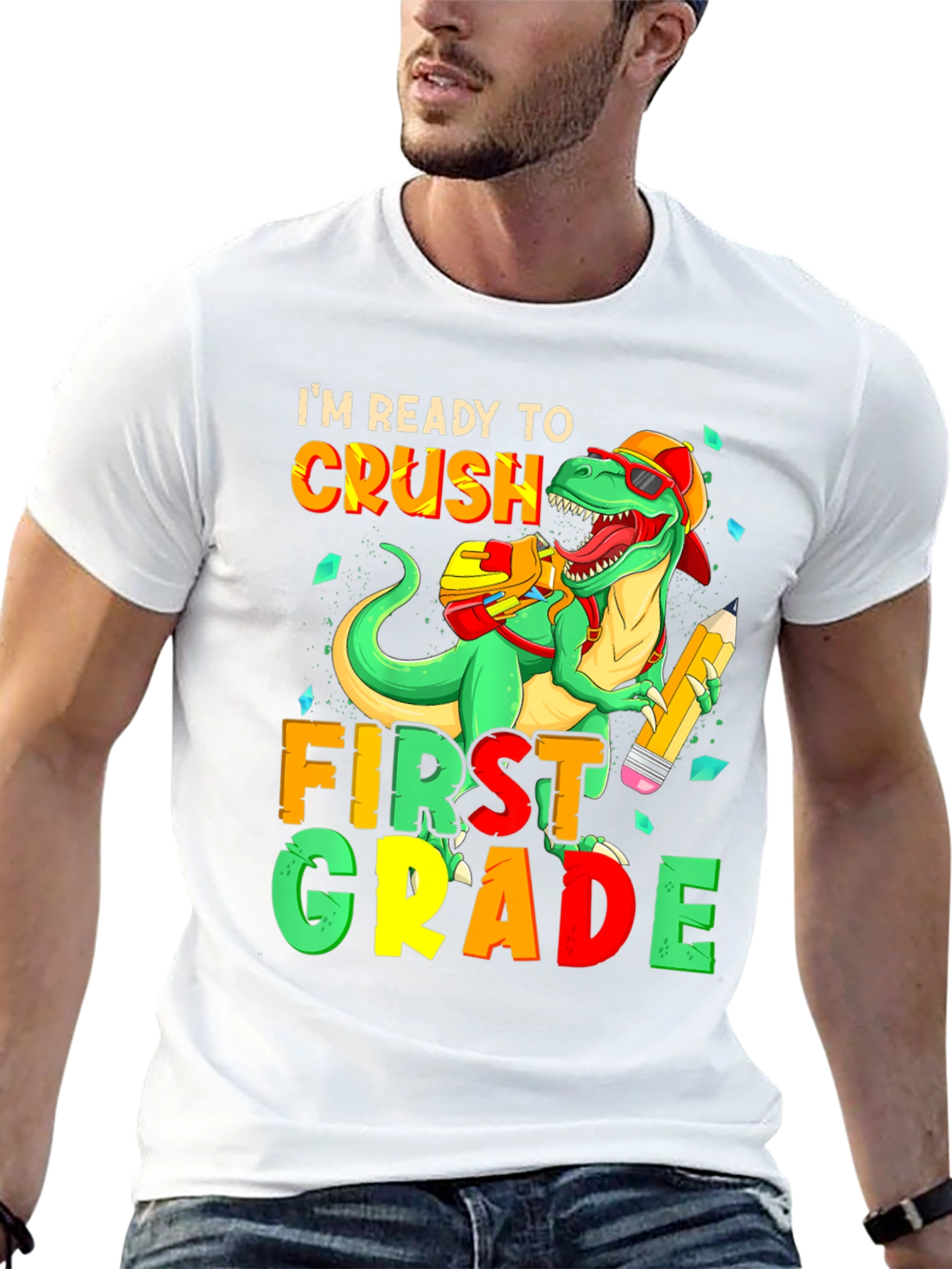 Ready to Crush First Grade T-Shirt - Dinosaur Back to School Tee - 13